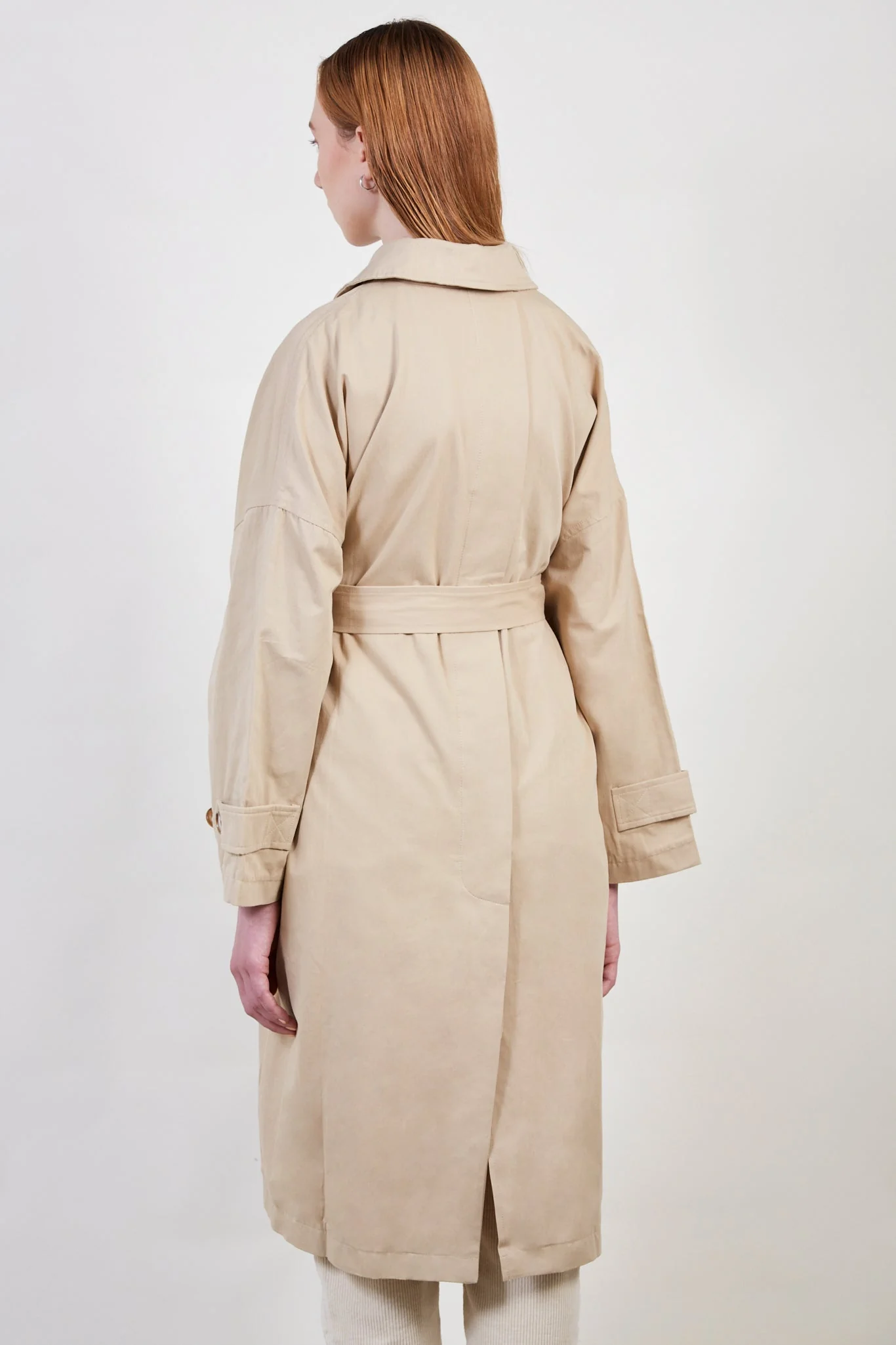 Beige concealed back button trench coat - Image 10