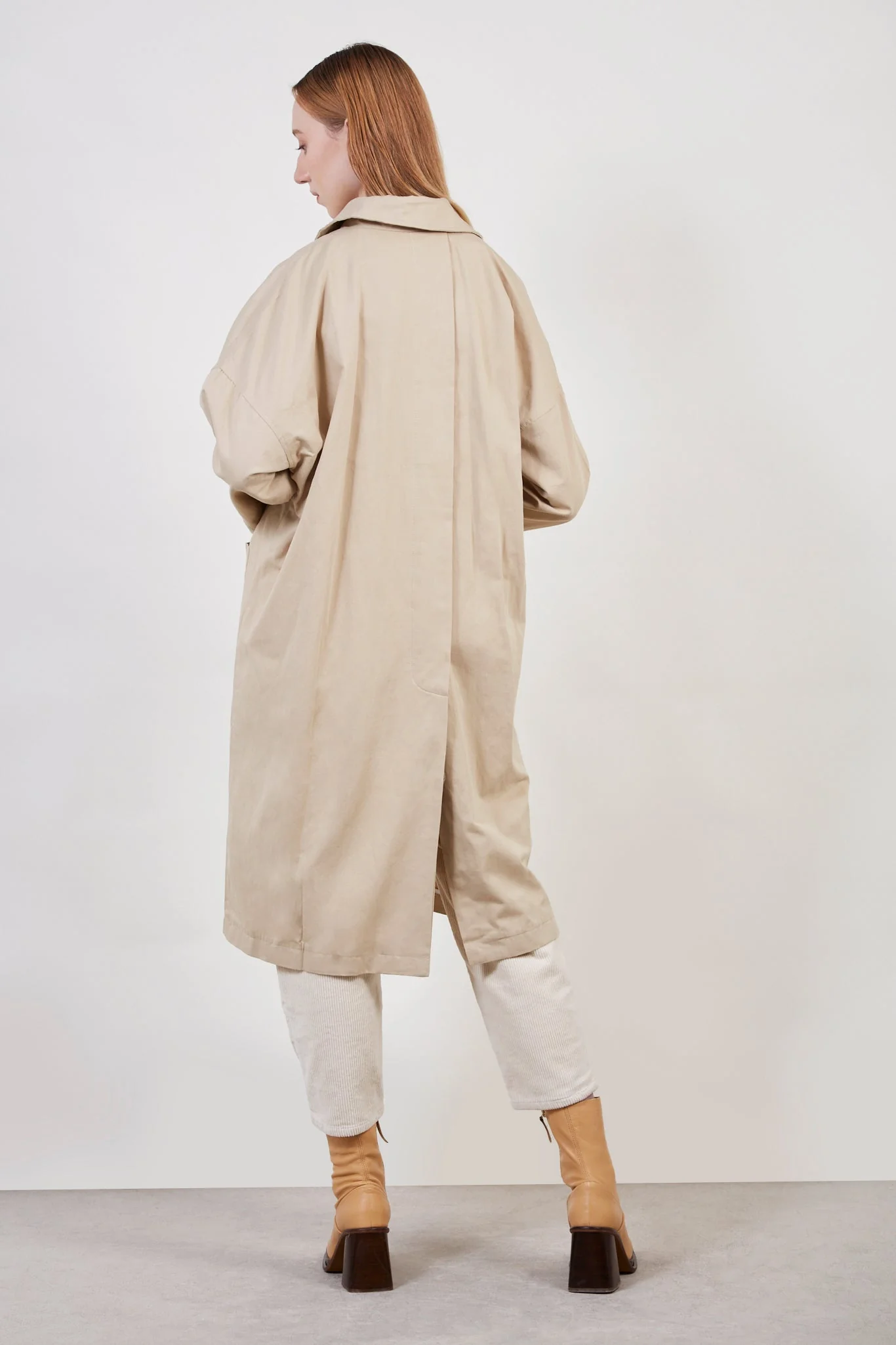 Beige concealed back button trench coat - Image 3