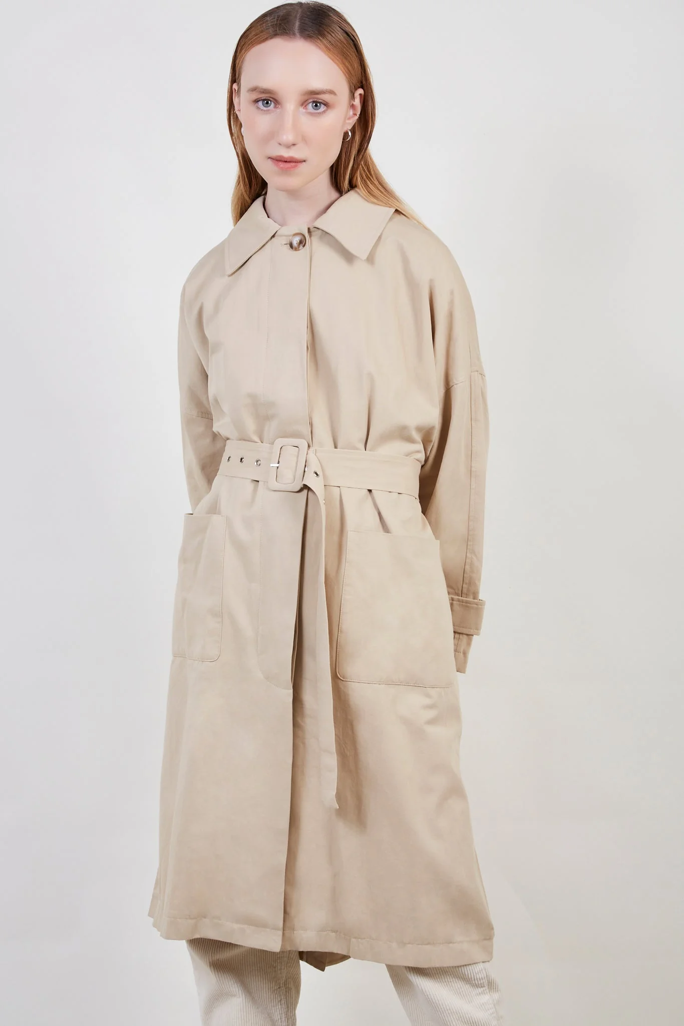 Beige concealed back button trench coat - Image 8
