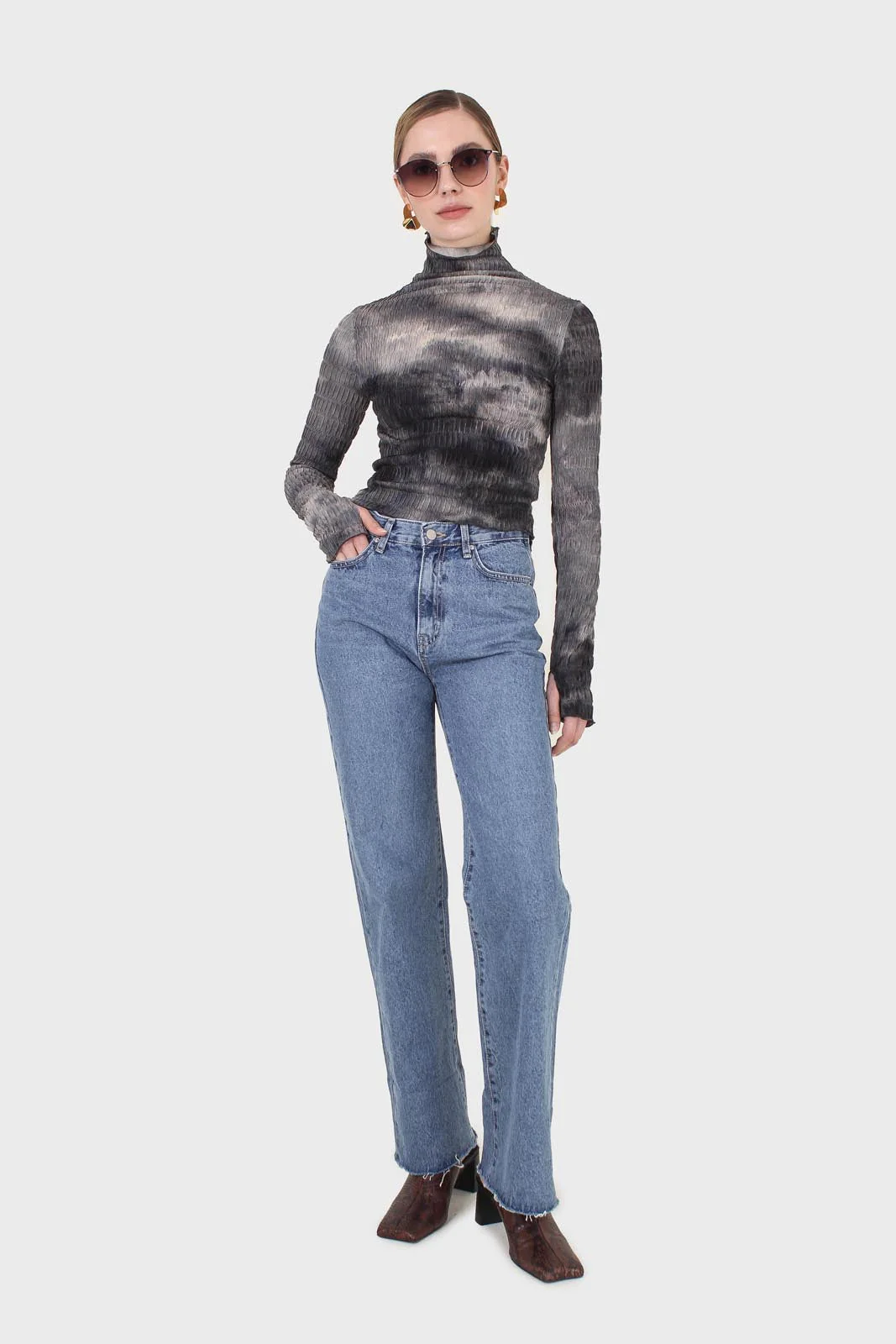 Black and ivory tie dye top - Image 3