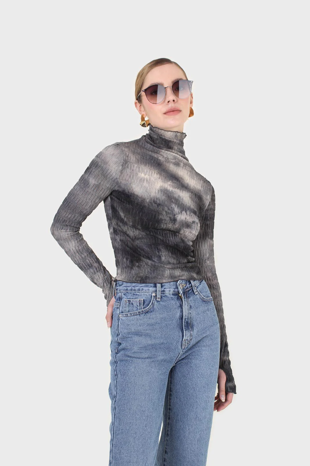 Black and ivory tie dye top - Image 7