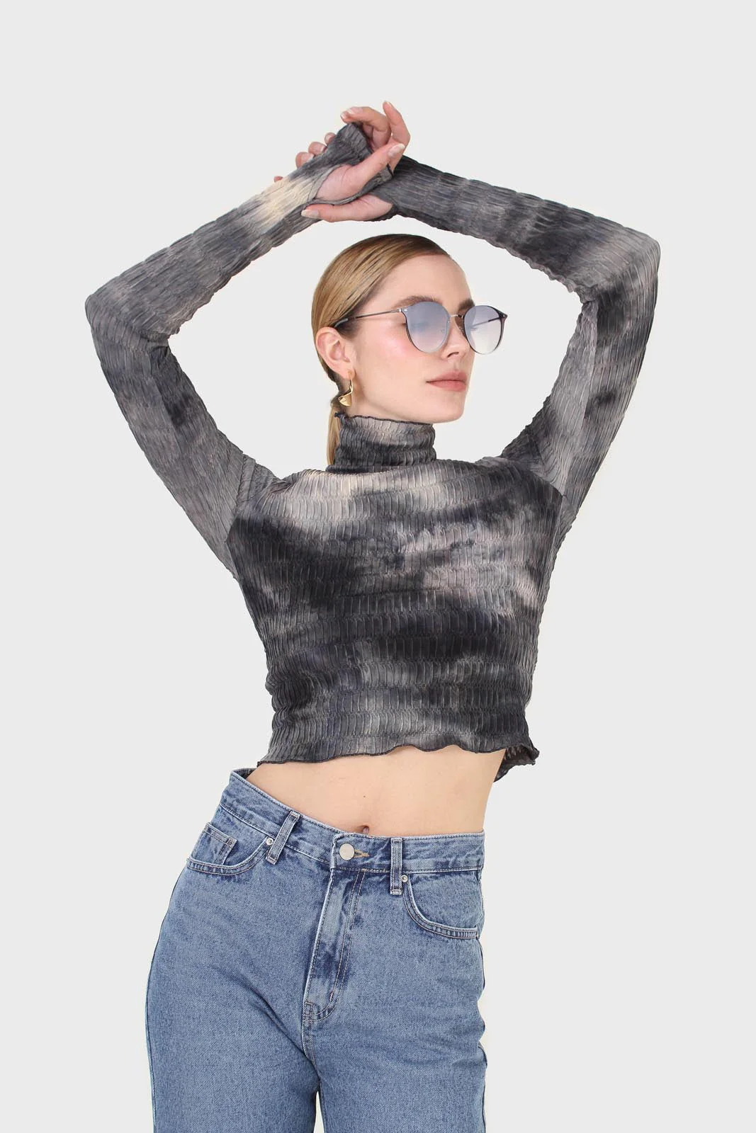 Black and ivory tie dye top - Image 9