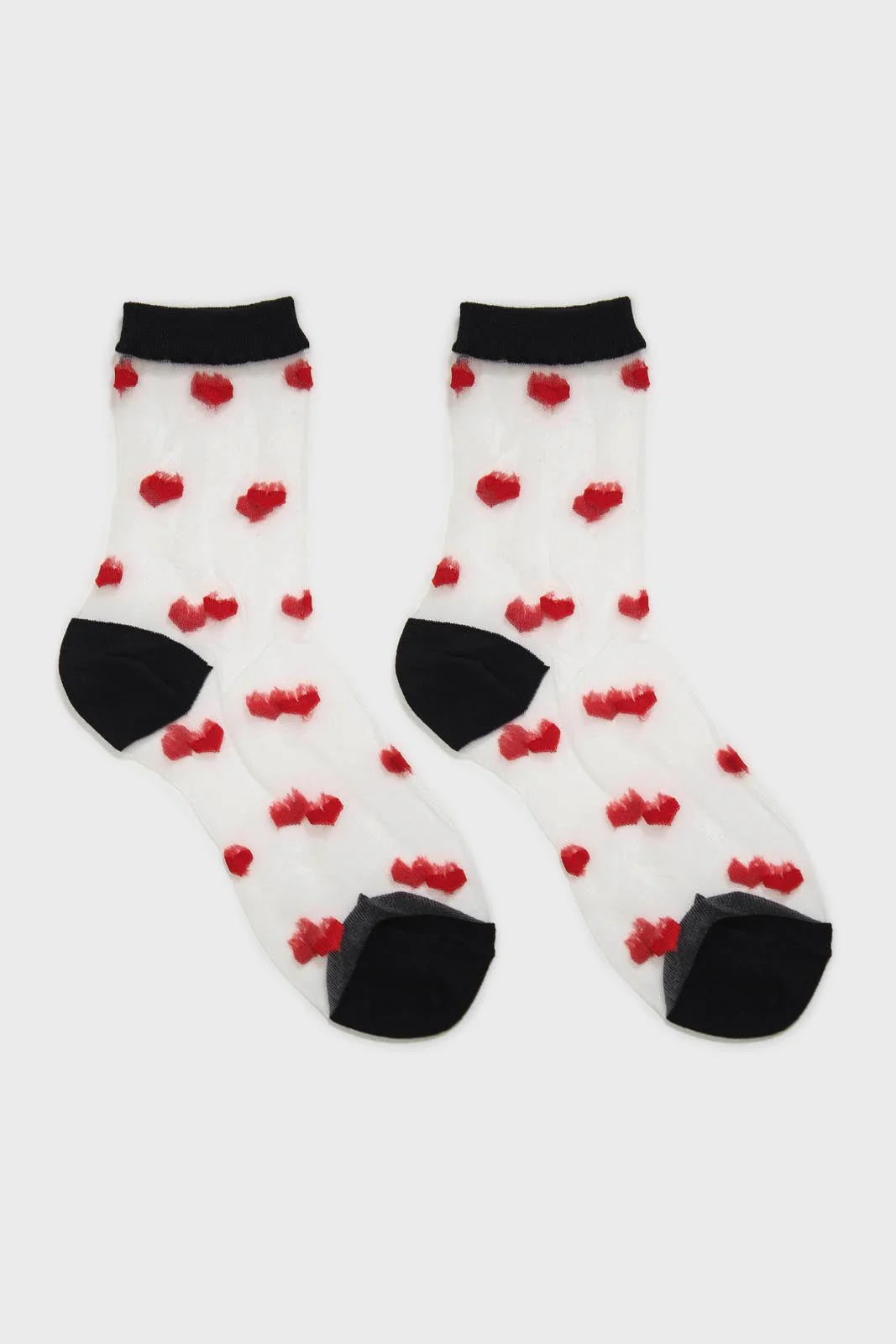 Black and red sheer heart socks - Image 3