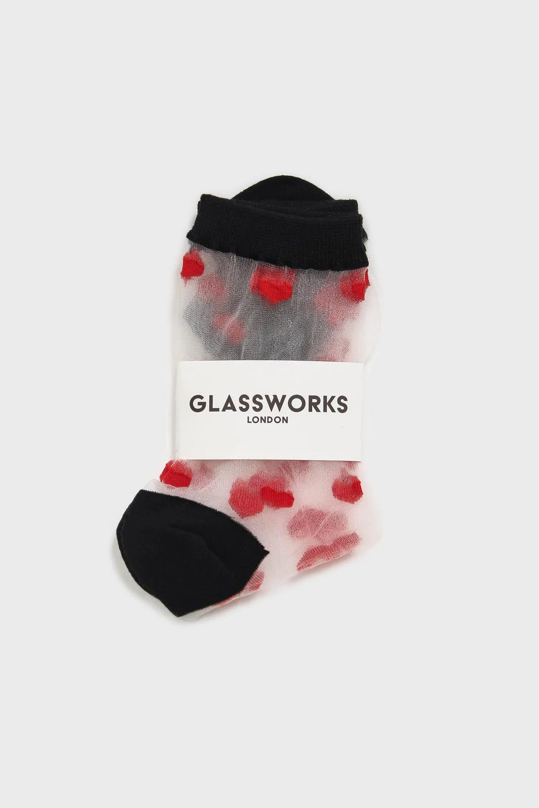 Black and red sheer heart socks - Image 4