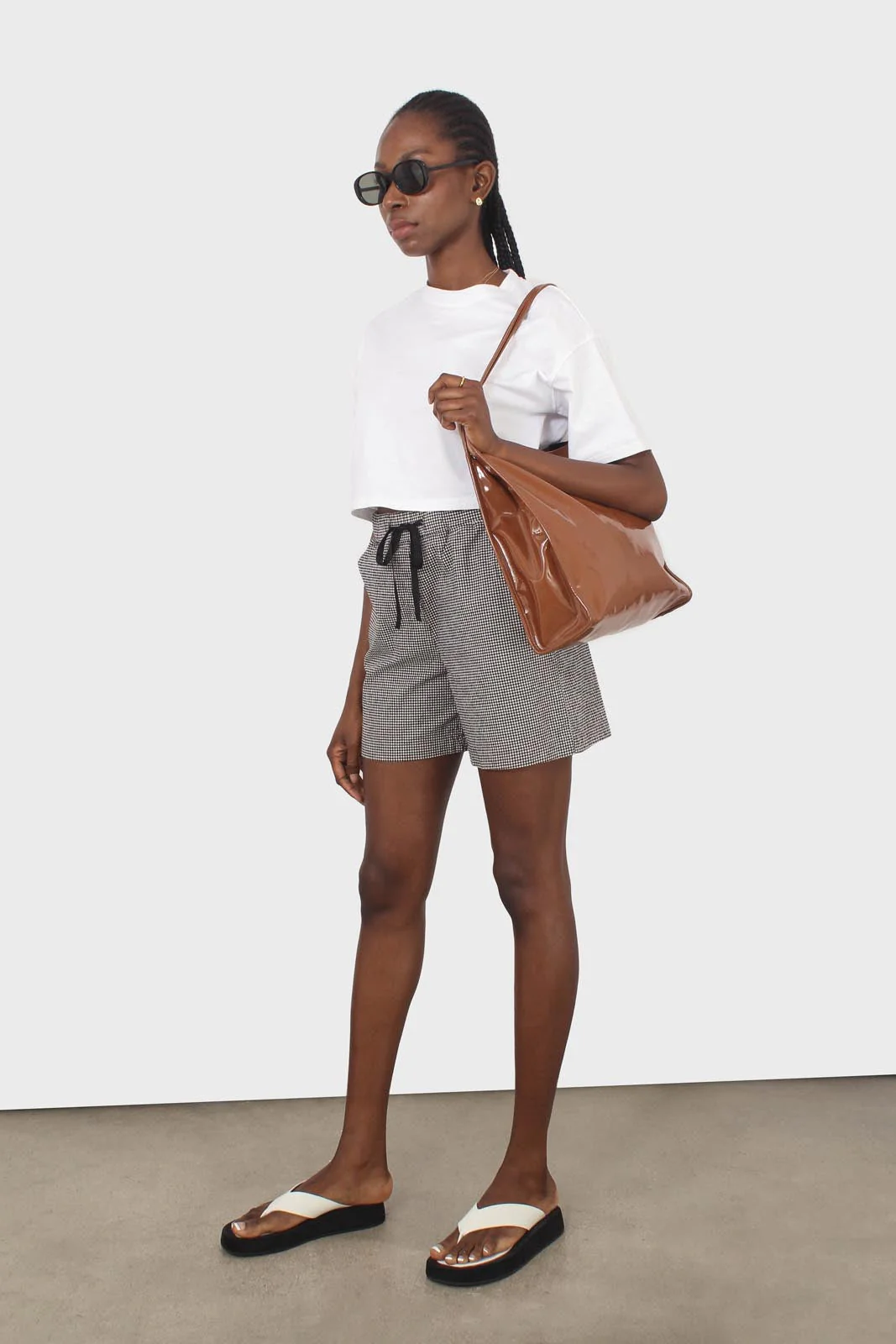 Black and white gingham drawstring shorts - Image 5