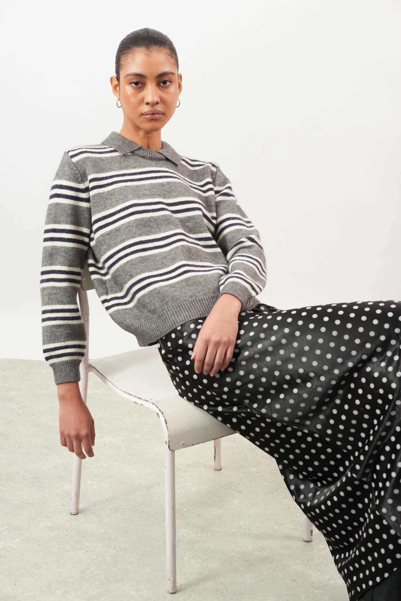 Black and white polka dot satin touch skirt - Image 4