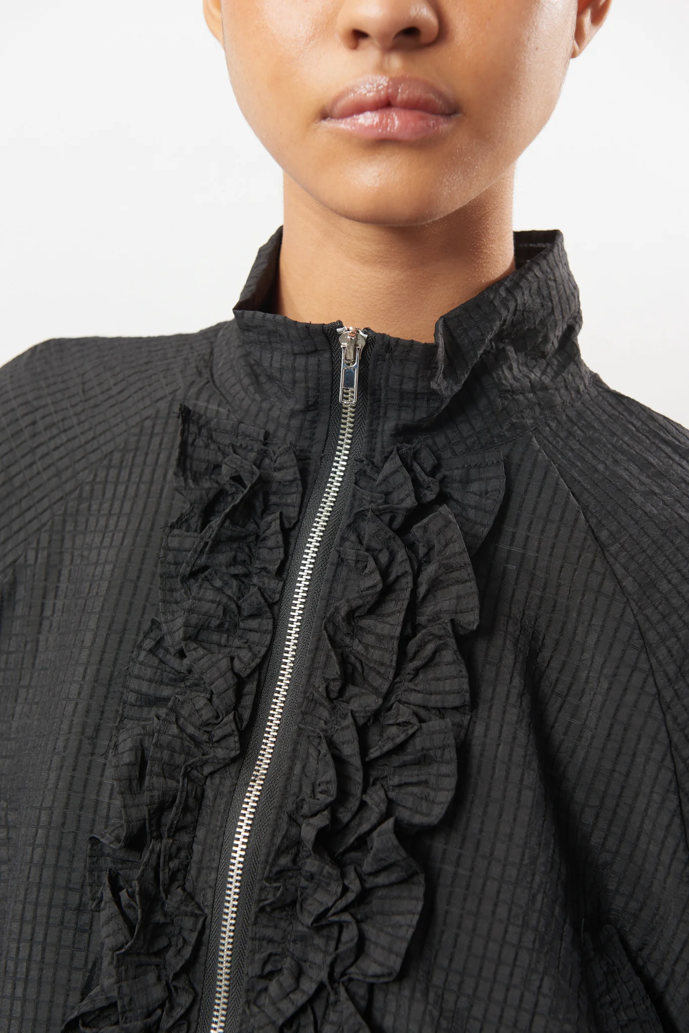 Black box check ruffle trim jacket - Image 4