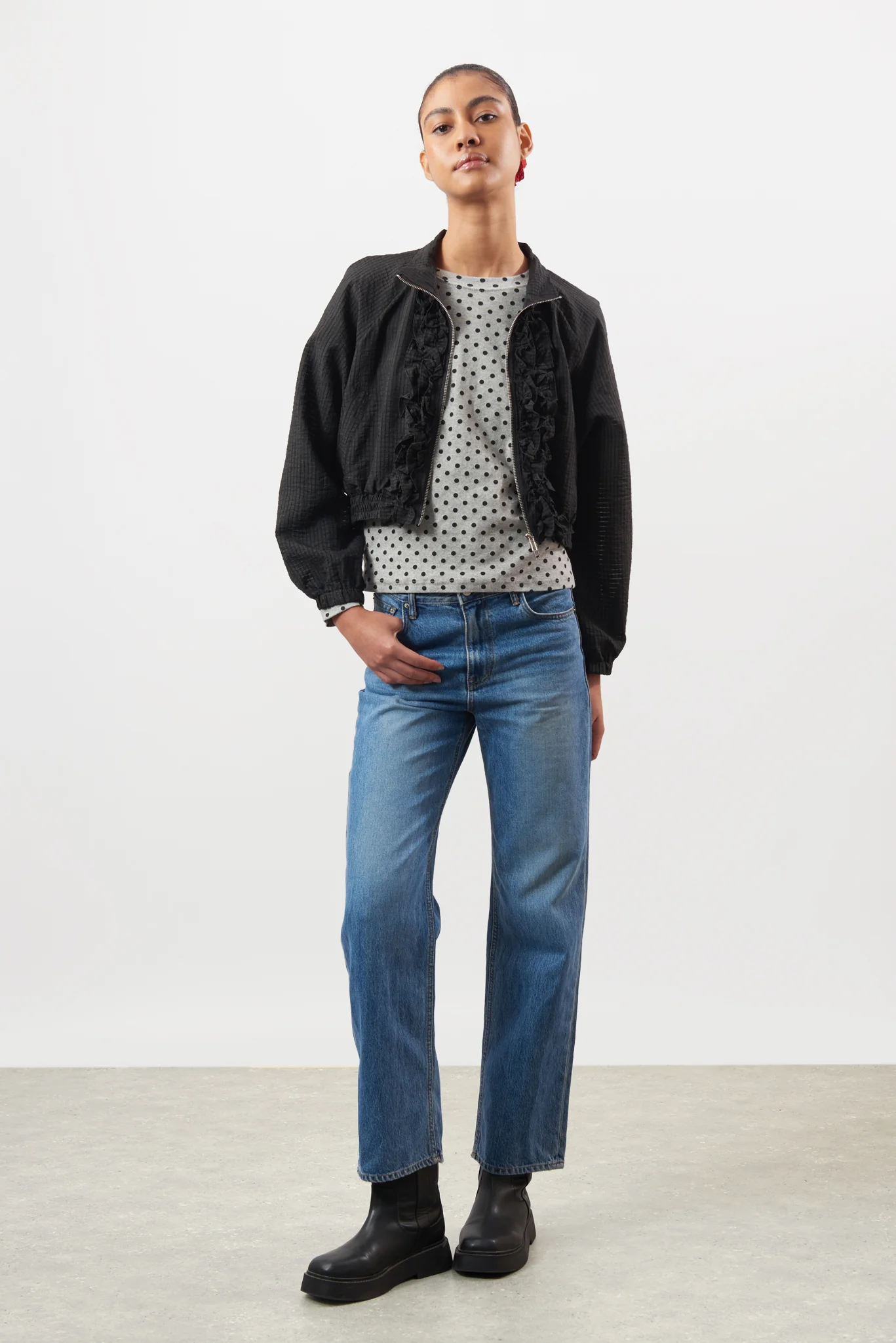 Black box check ruffle trim jacket - Image 5