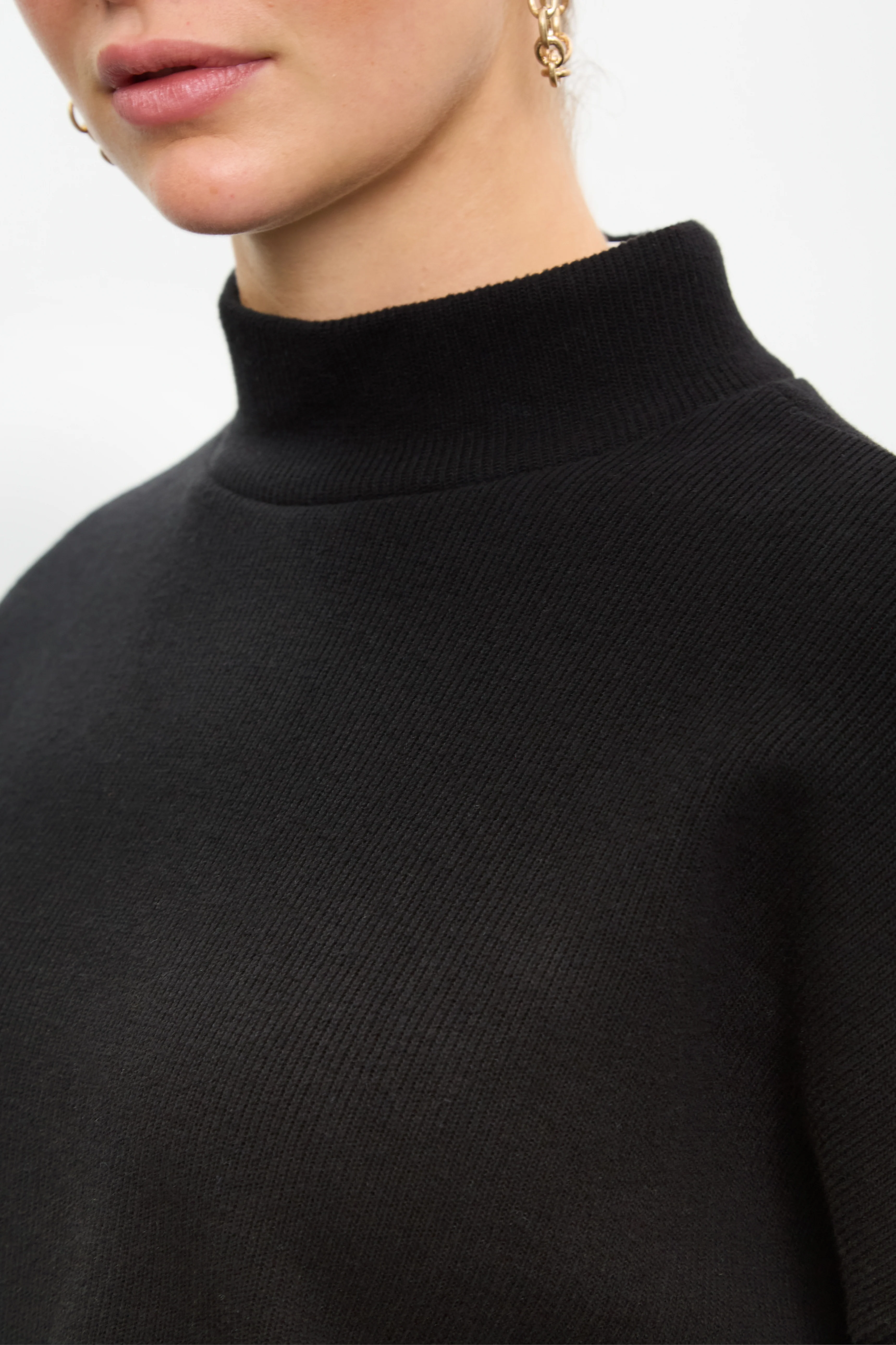 Black micro ribbed mock neck top - Image 3