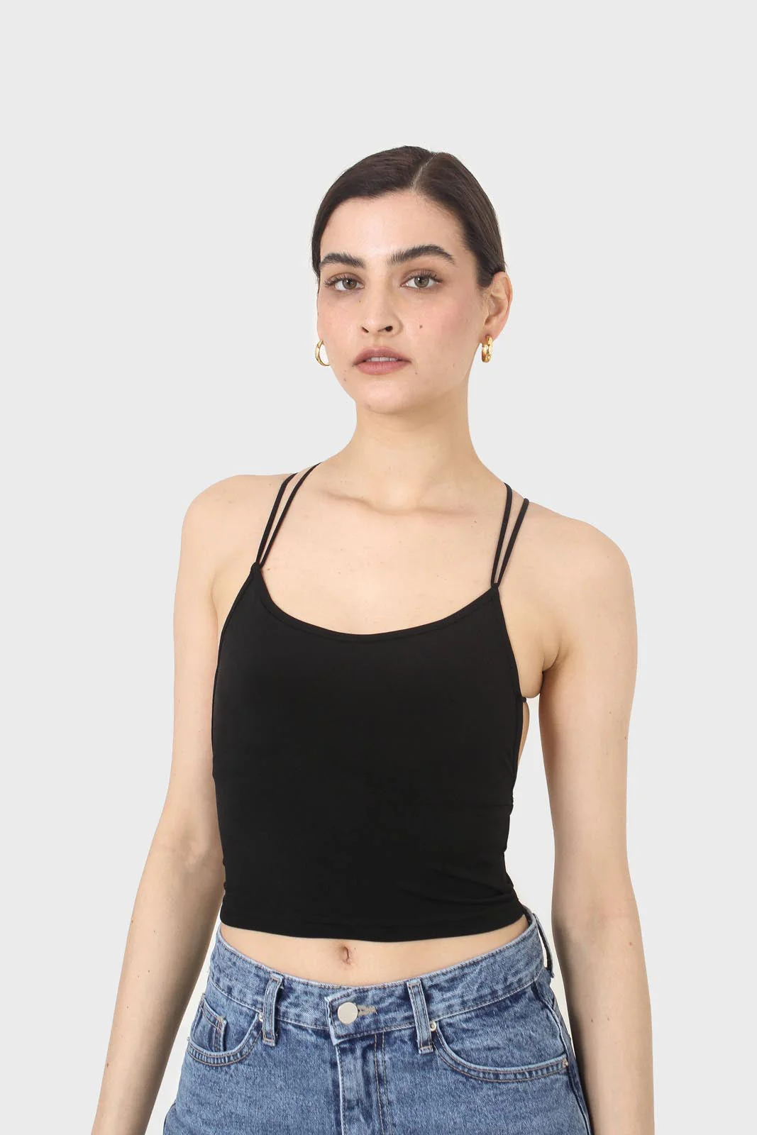 Black strappy back shrunken tank - Image 3
