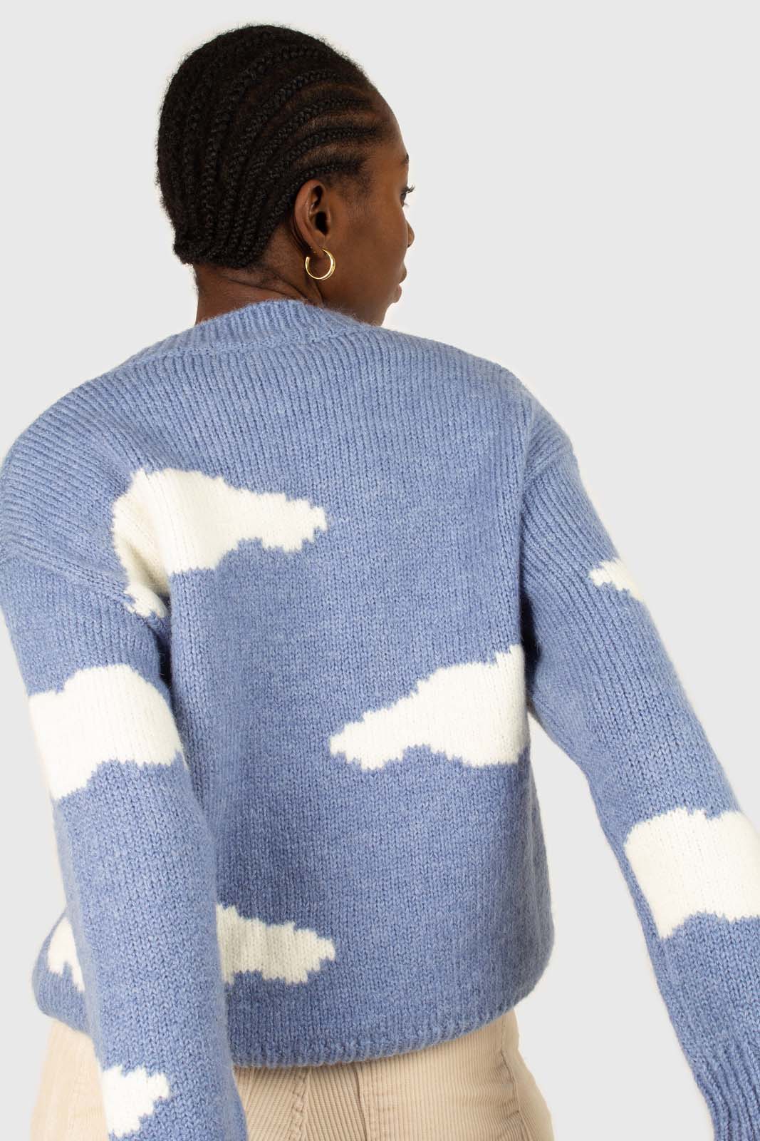 Blue and white intarsia cloud wool blend jumper - Image 5
