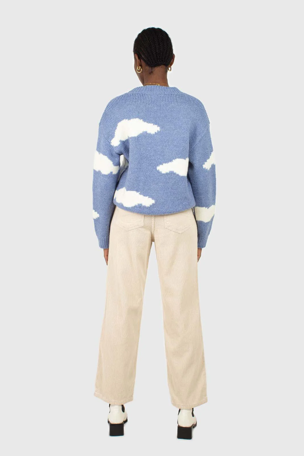 Blue and white intarsia cloud wool blend jumper - Image 7
