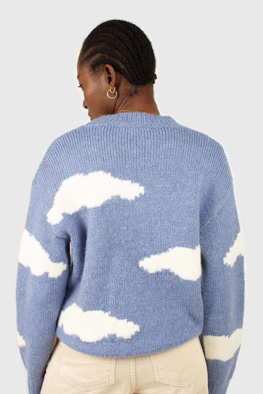 Blue and white intarsia cloud wool blend jumper - Image 8