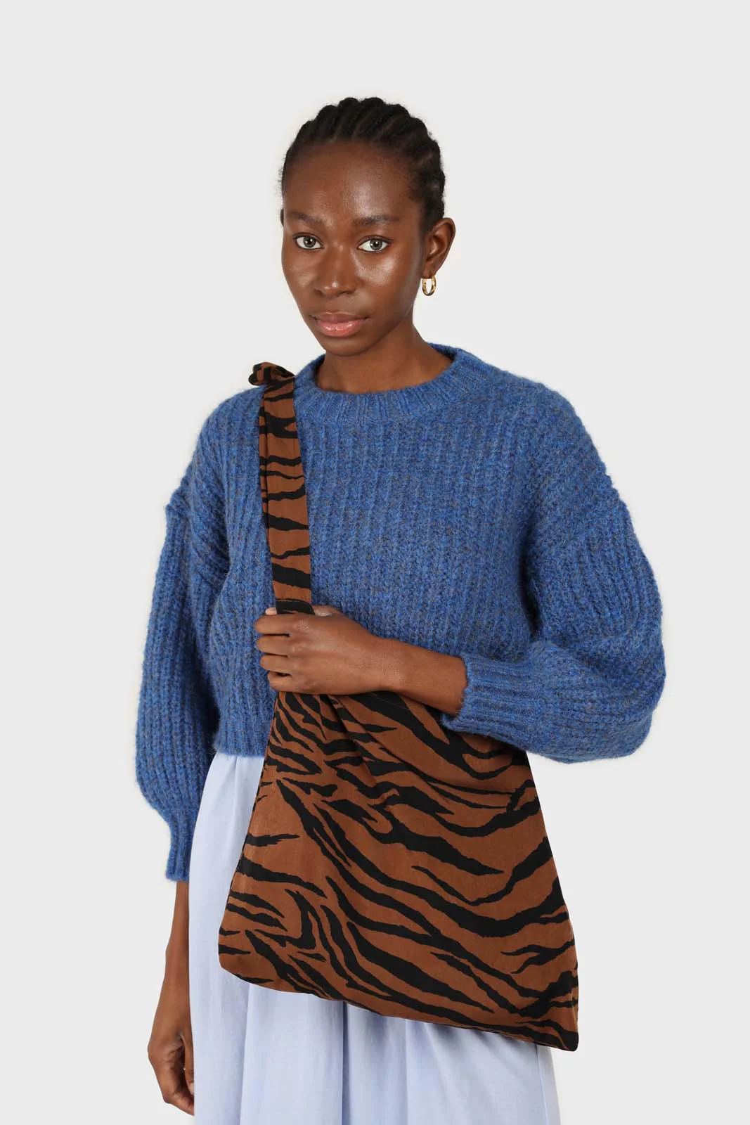 Blue flecked chunky knit cropped jumper - Image 3