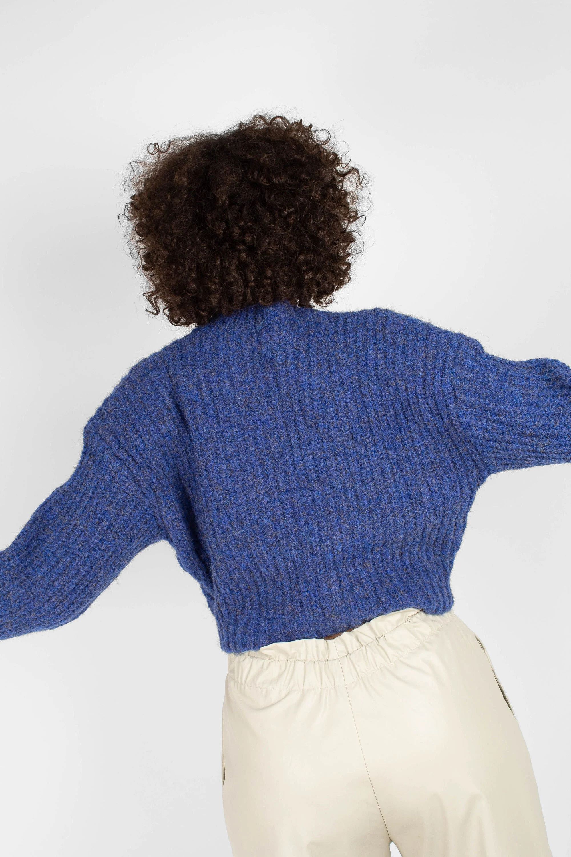 Blue flecked chunky knit cropped jumper - Image 6