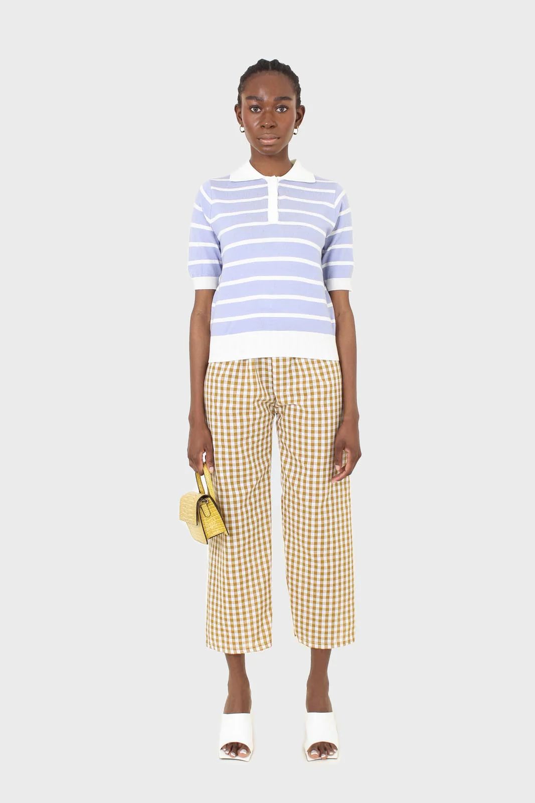 Blue striped polo knit top - Image 3
