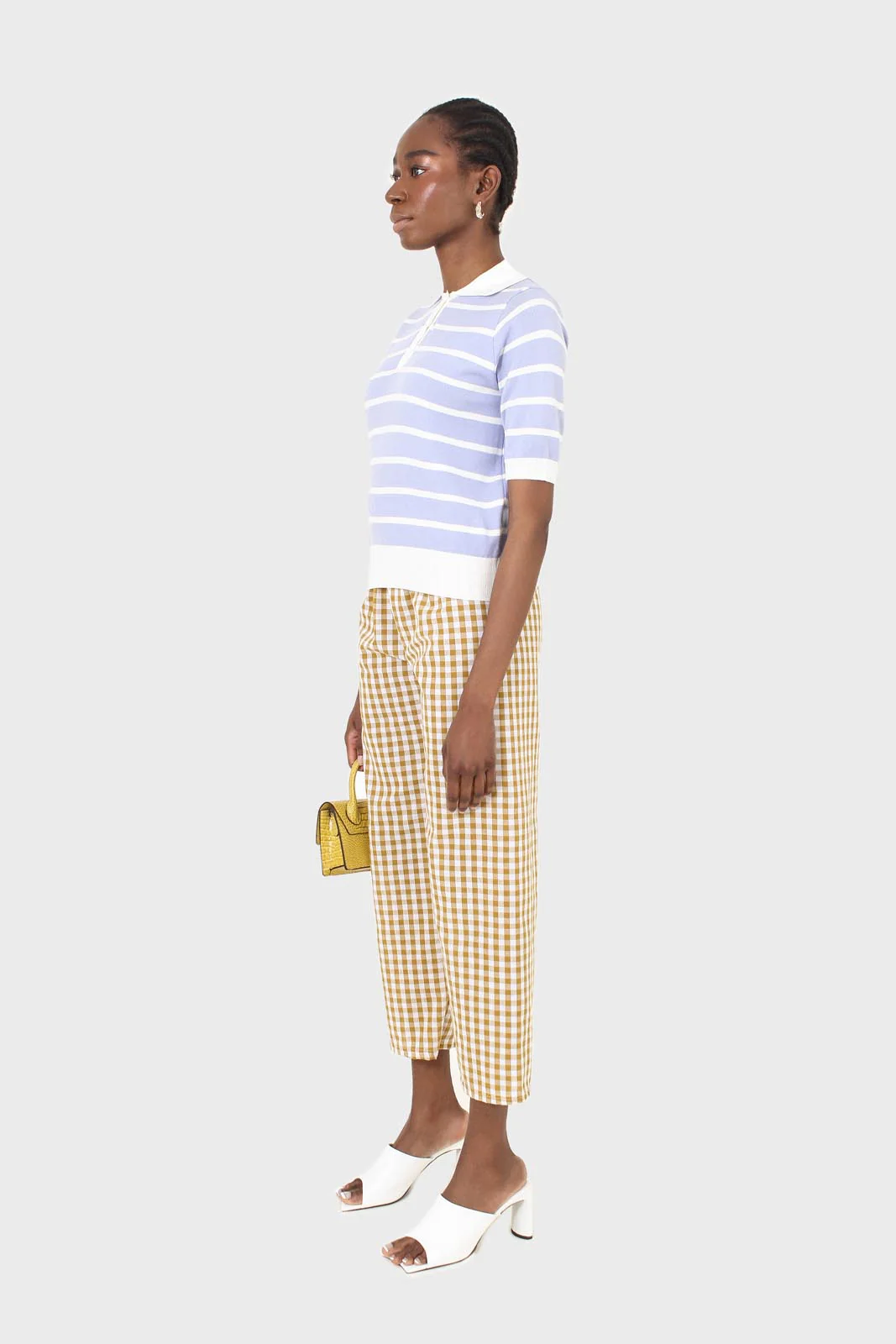 Blue striped polo knit top - Image 4