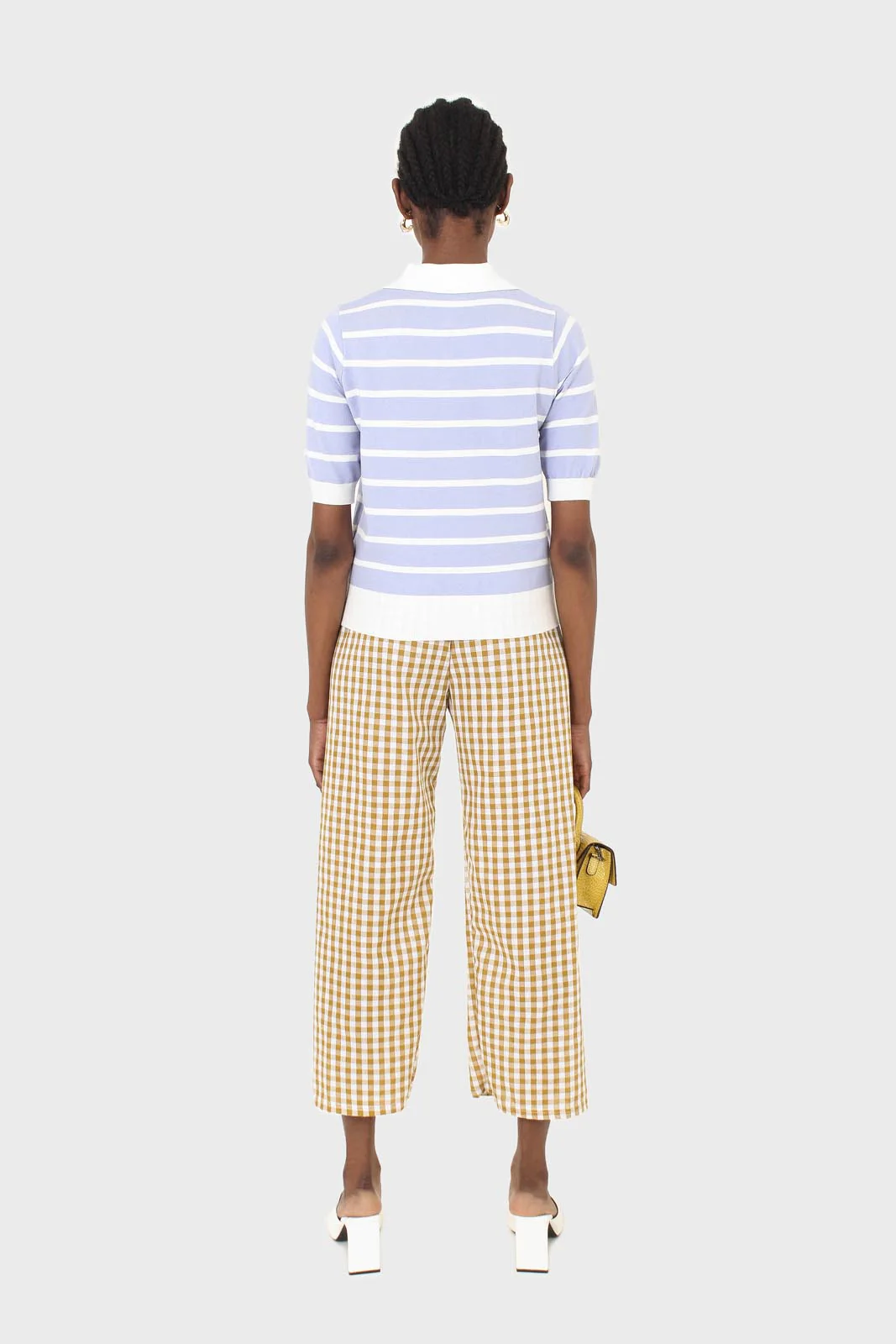 Blue striped polo knit top - Image 5