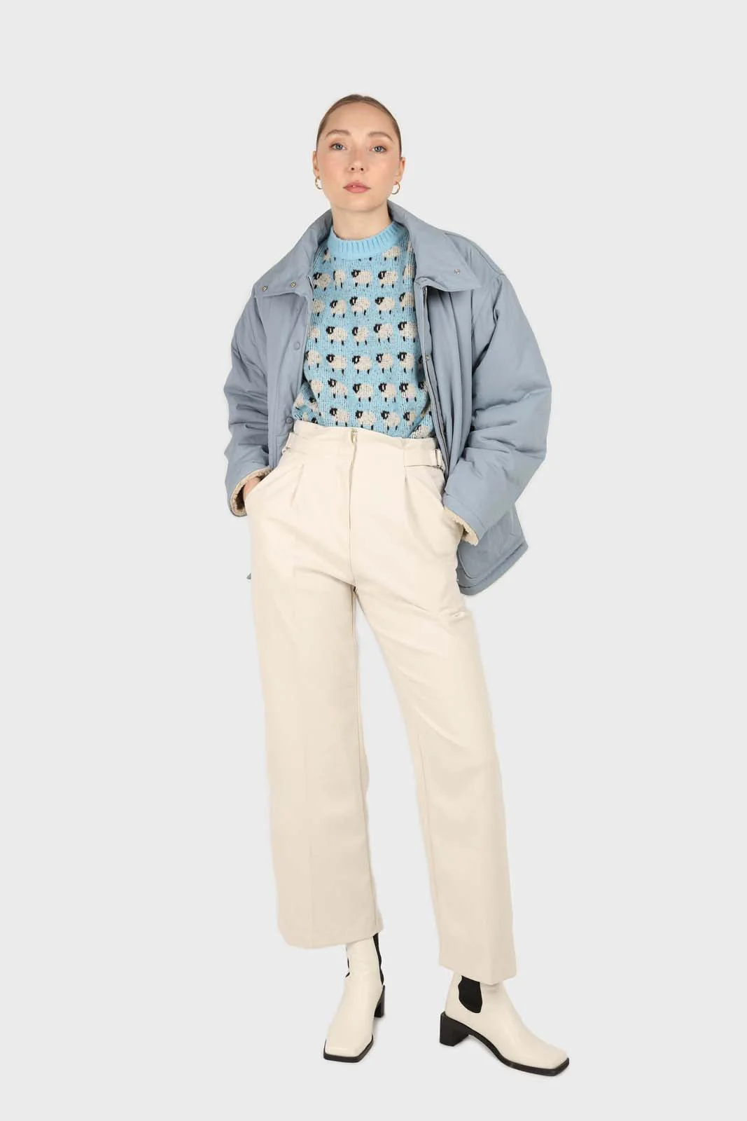 Blue teddy lined cinch back parka - Image 8