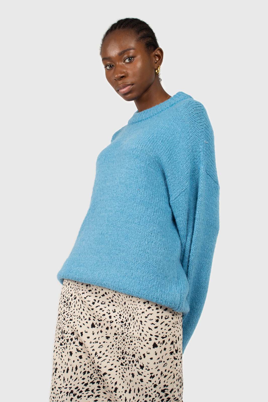 Bright blue oversized crew neck jumper - Image 5
