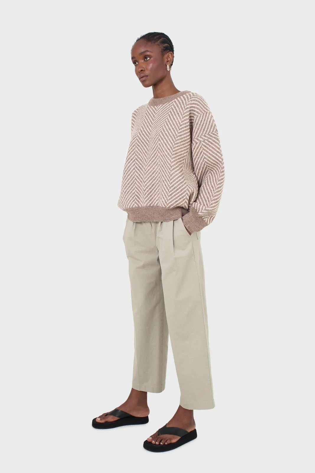 Brown and ivory herringbone jumper - Image 11
