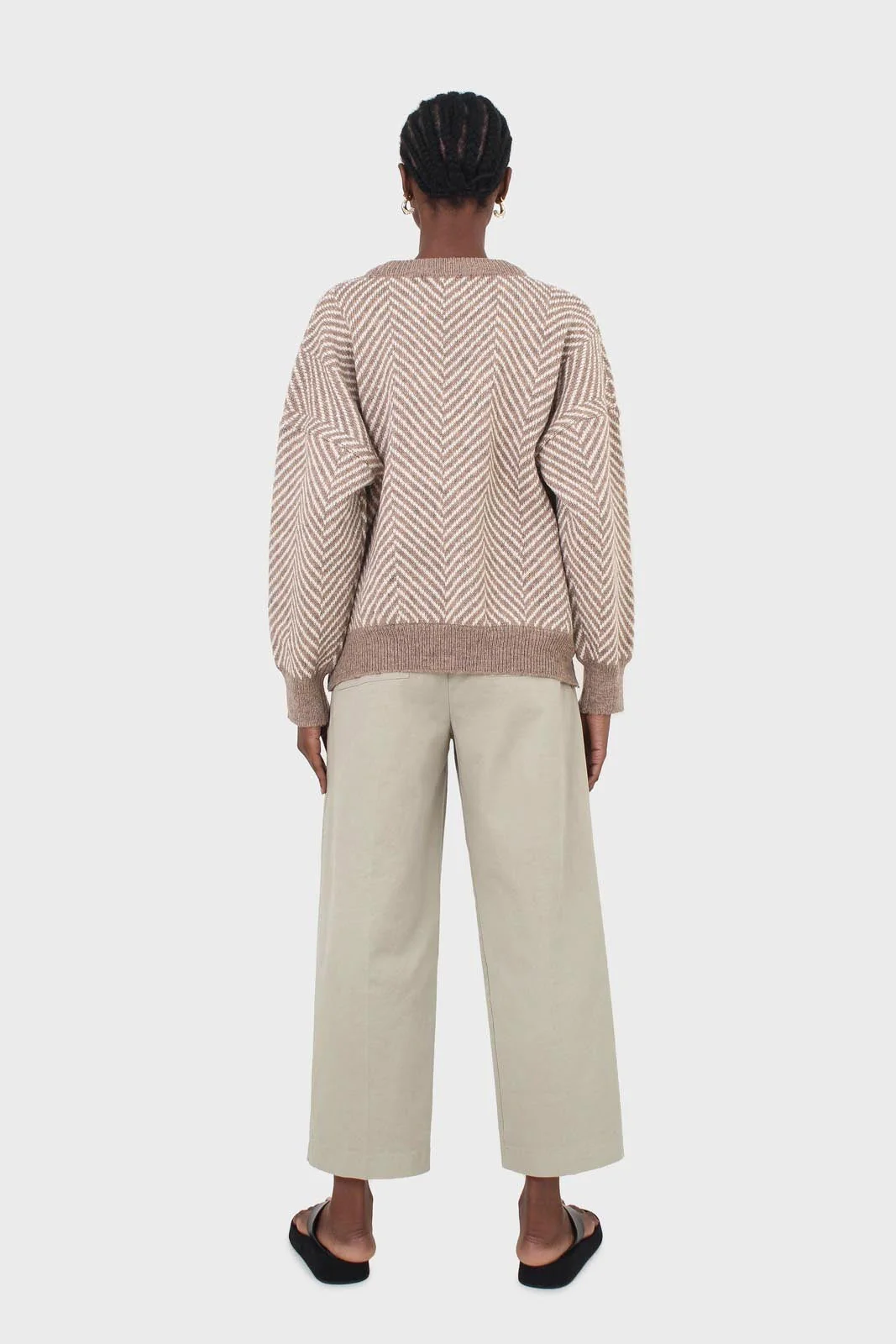 Brown and ivory herringbone jumper - Image 12