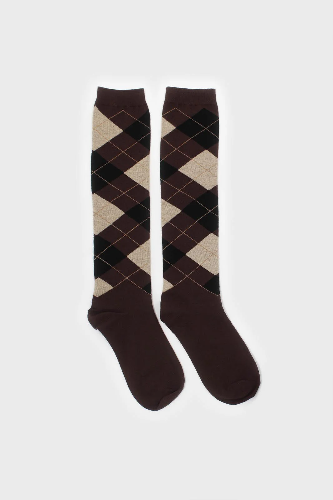 Brown argyle knee high socks - Image 4
