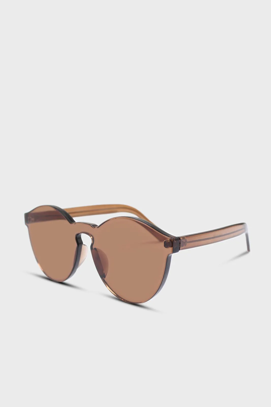 Brown frameless round sunglasses - Image 4