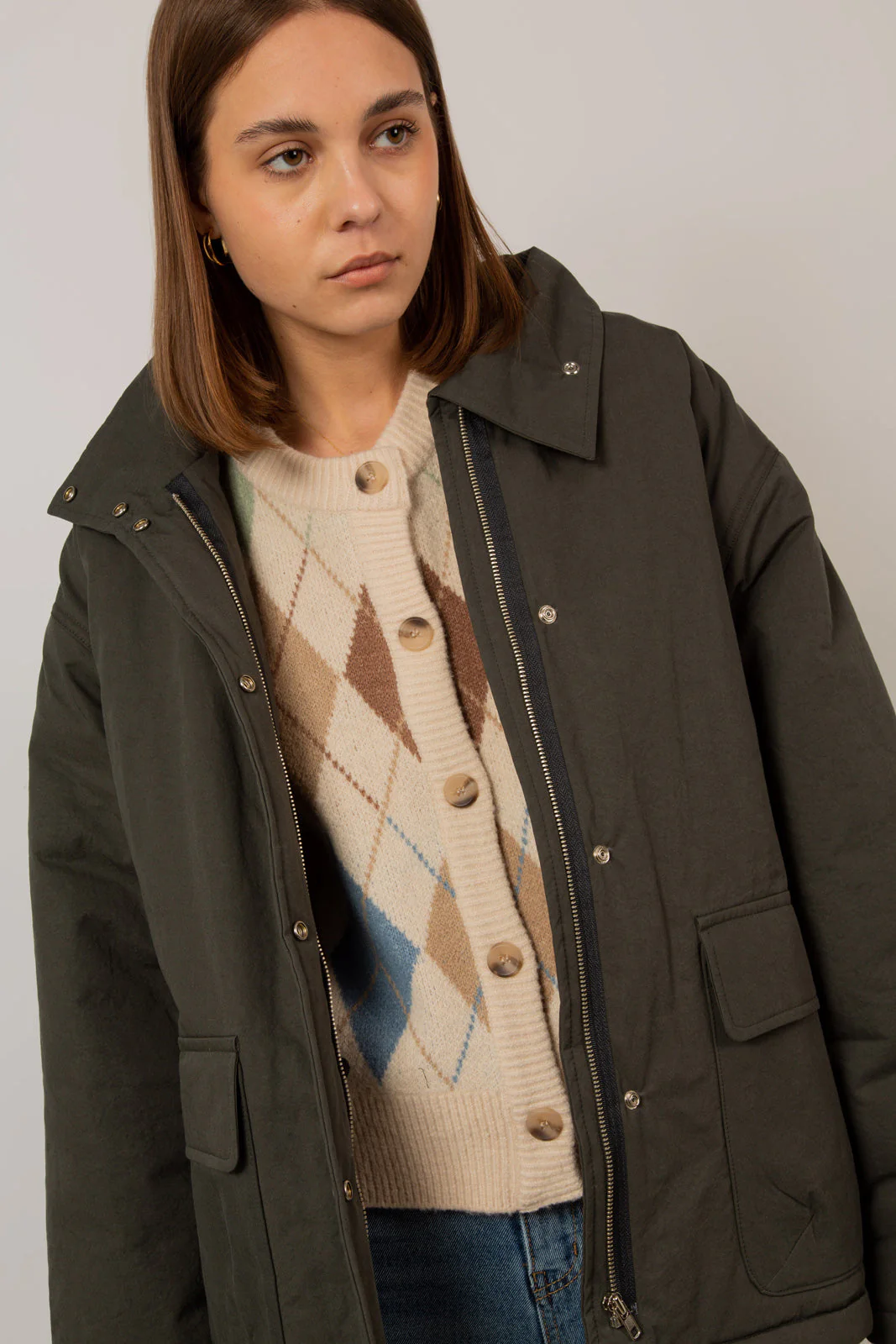 Charcoal teddy lined cinch back parka - Image 11