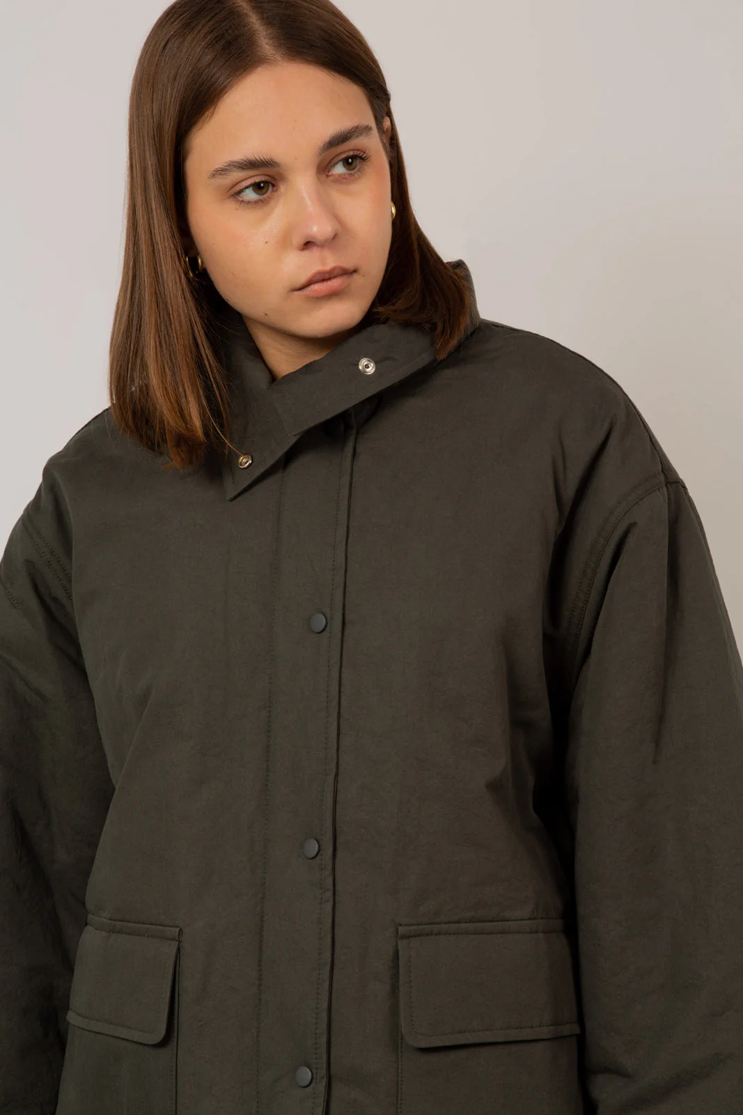 Charcoal teddy lined cinch back parka - Image 12