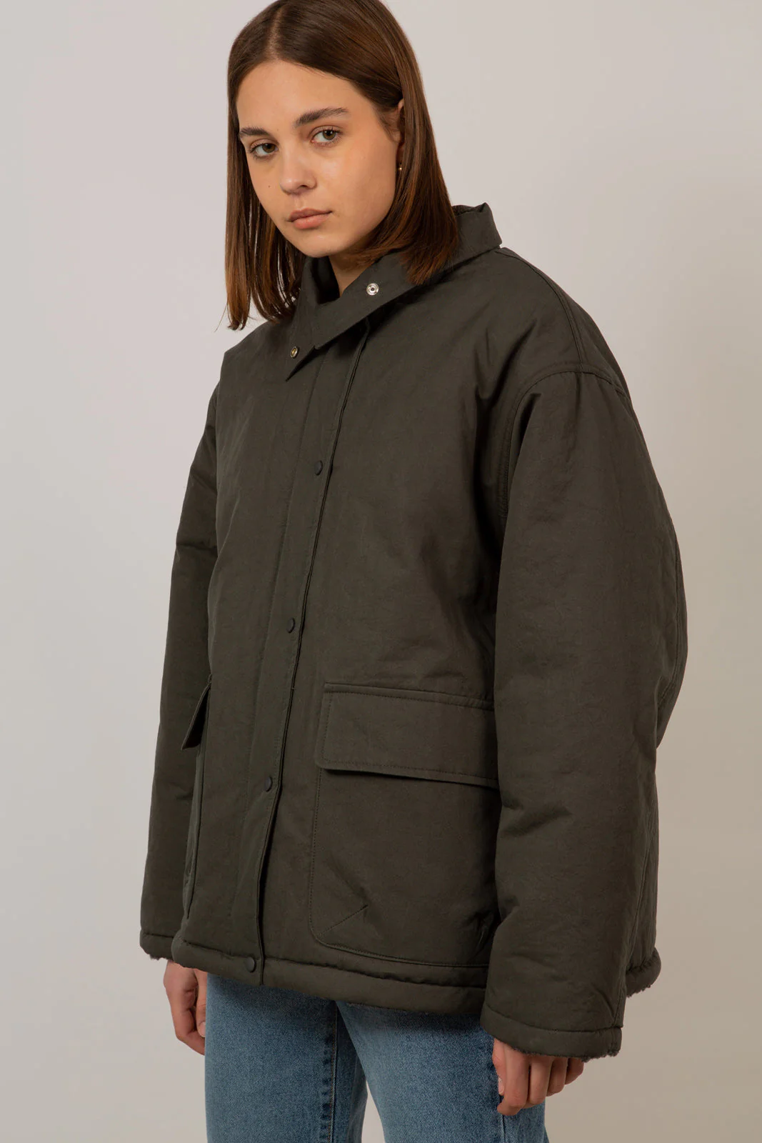 Charcoal teddy lined cinch back parka - Image 14