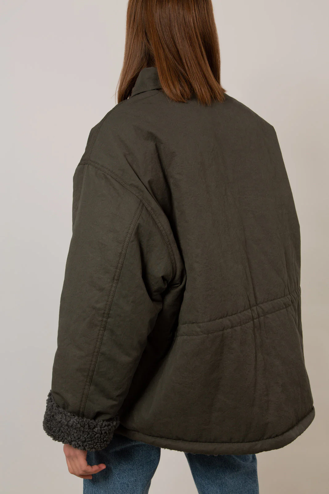 Charcoal teddy lined cinch back parka - Image 15