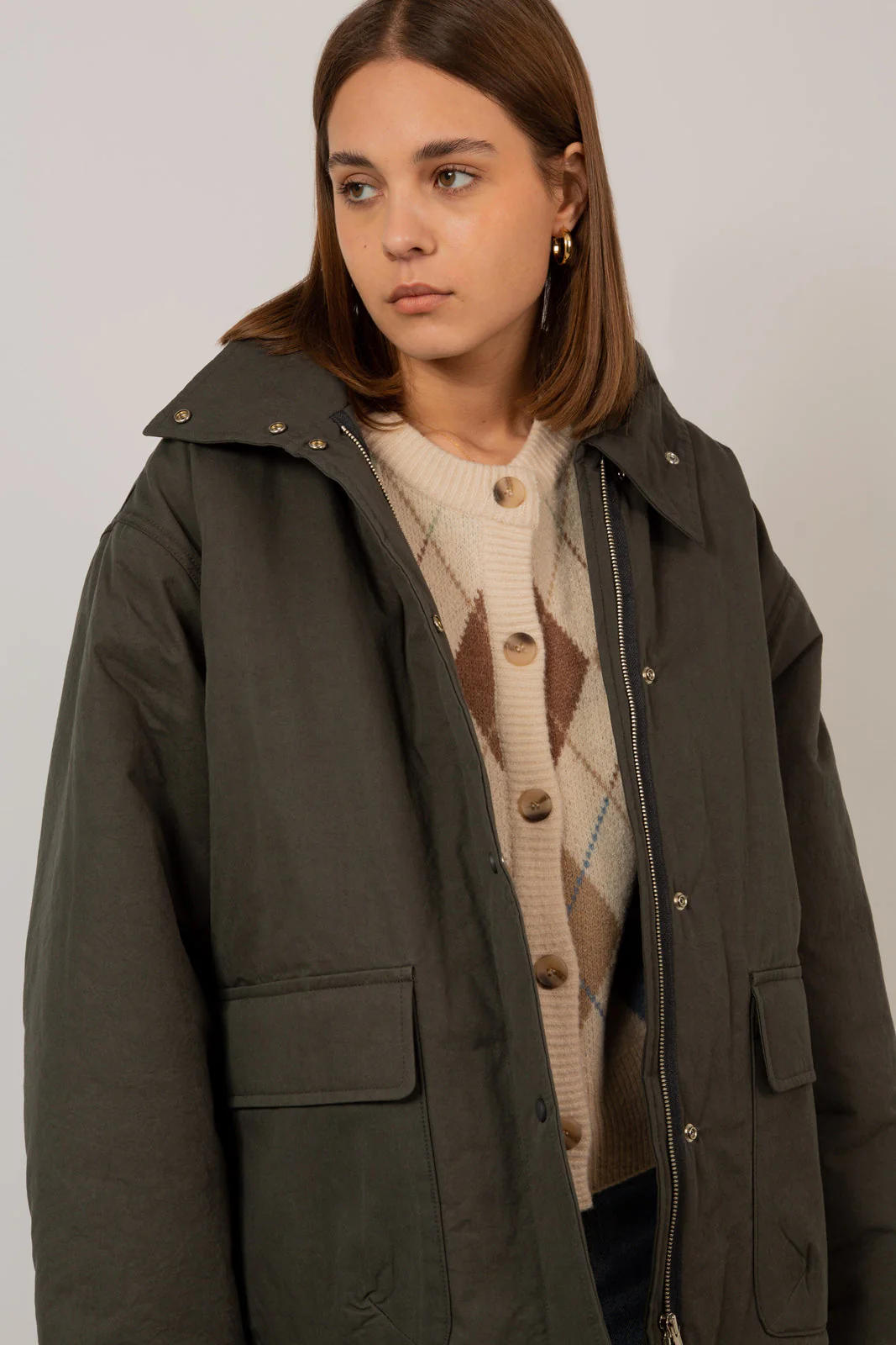 Charcoal teddy lined cinch back parka - Image 5