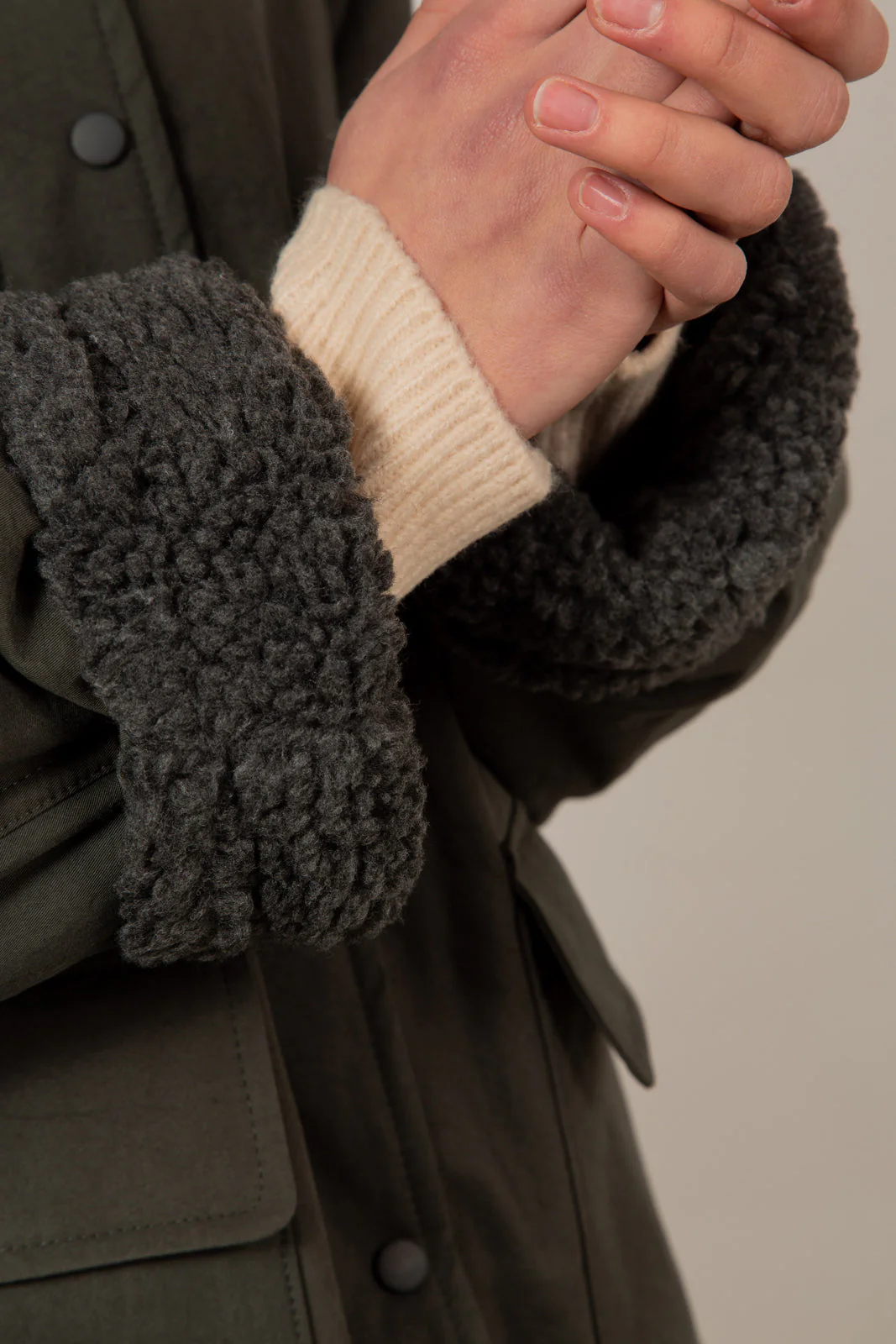 Charcoal teddy lined cinch back parka - Image 6