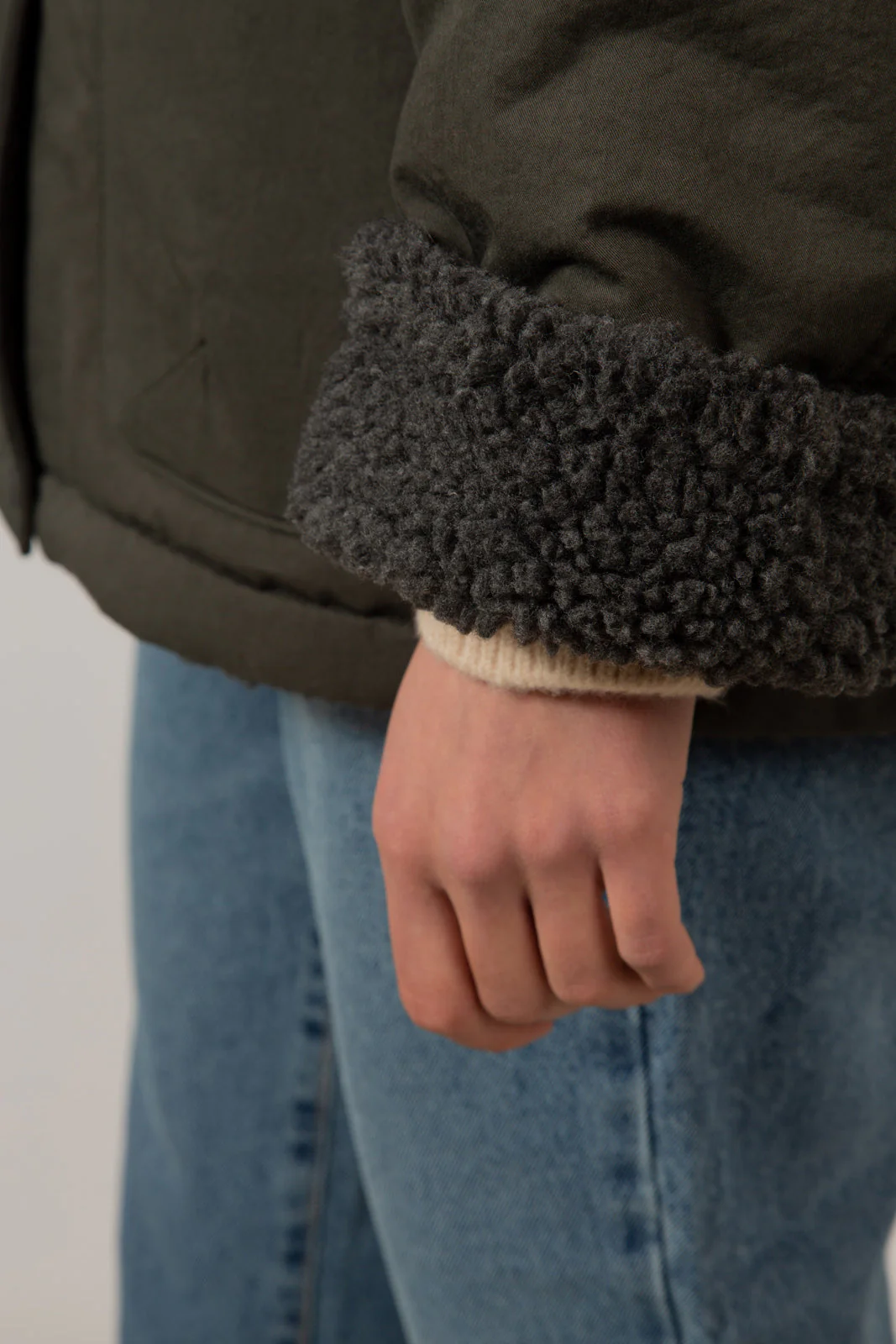 Charcoal teddy lined cinch back parka - Image 8