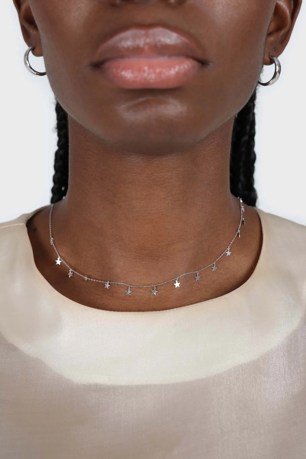 Charm necklace - Silver dangling stars - Image 5