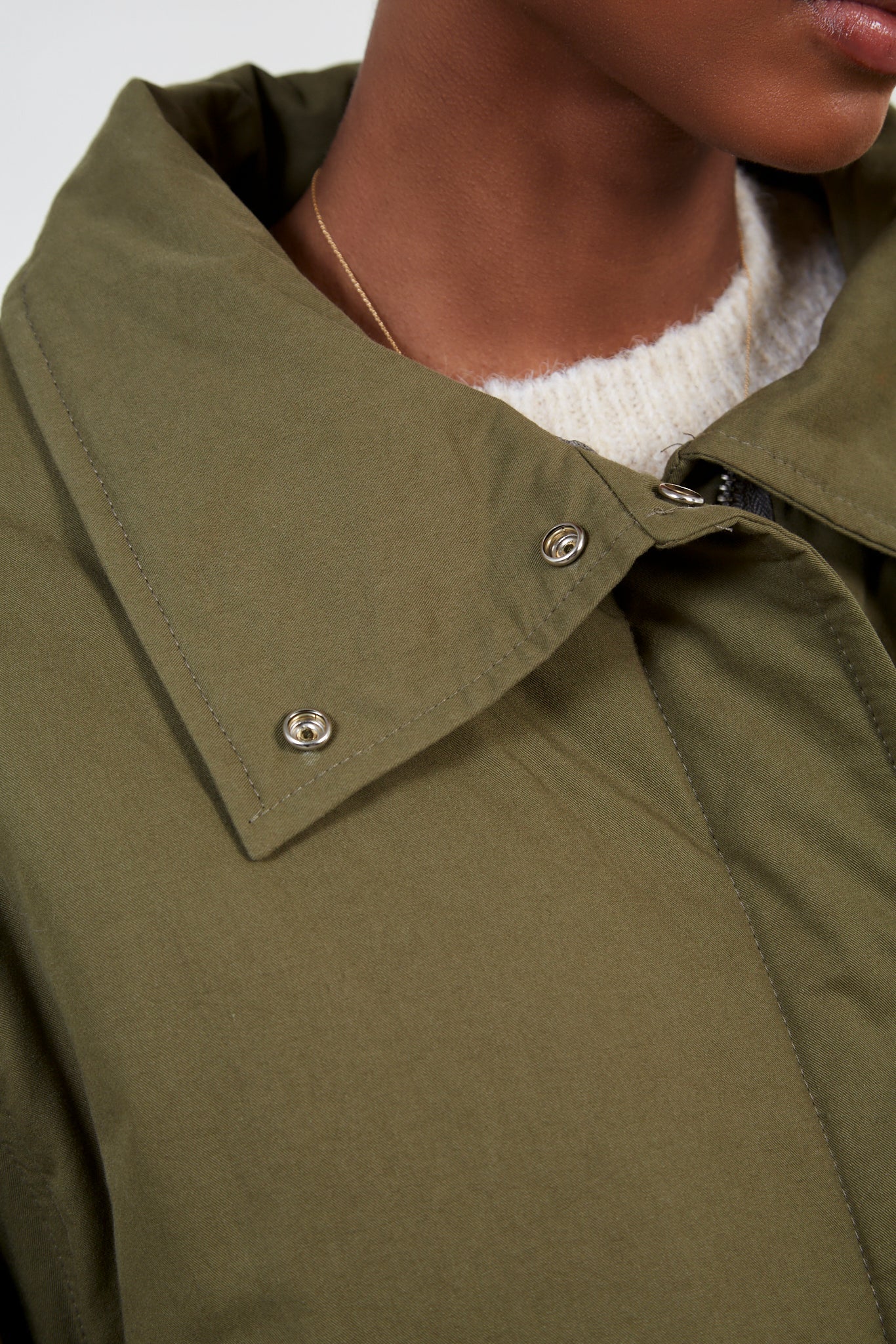 Dark khaki teddy lined cinch back parka - Image 5