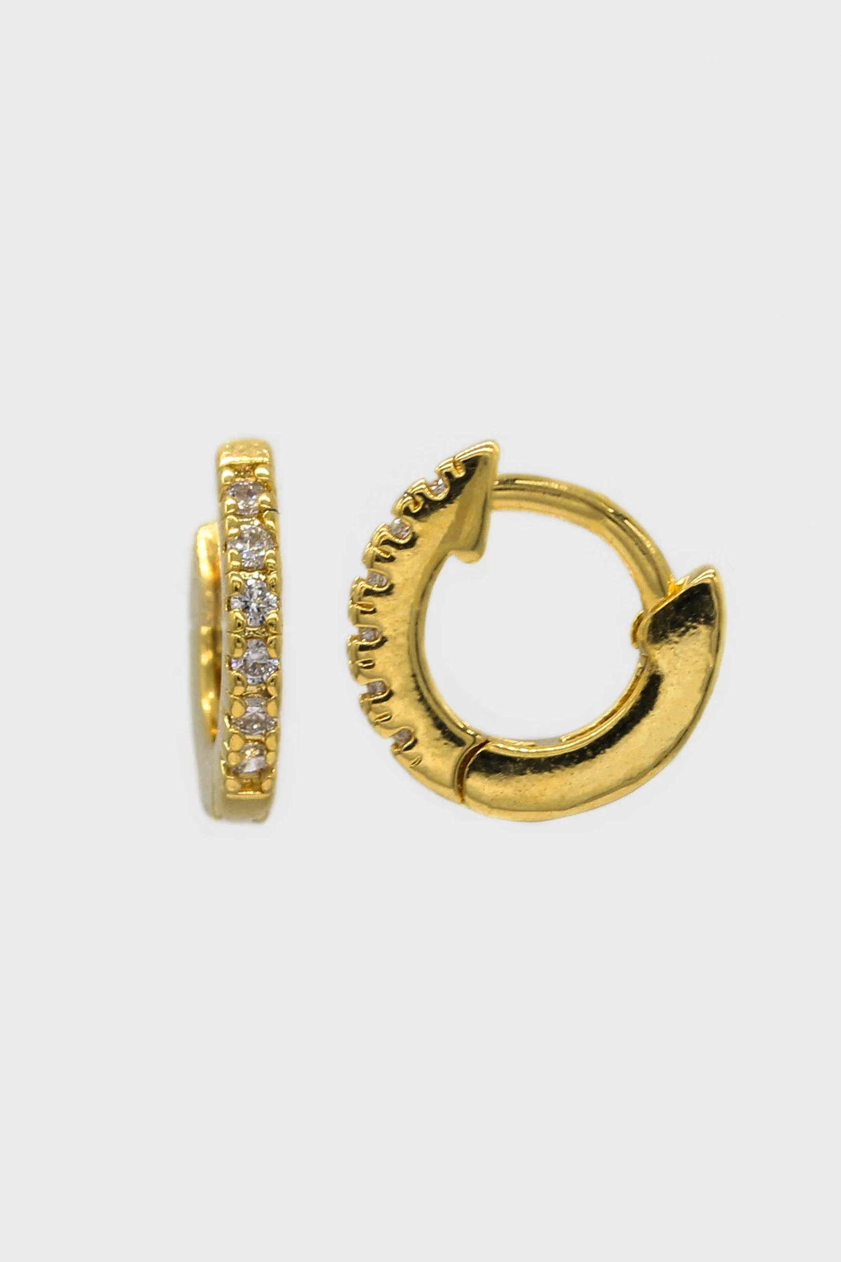 Gold simple pave huggie earrings - 5.5mm - Image 4