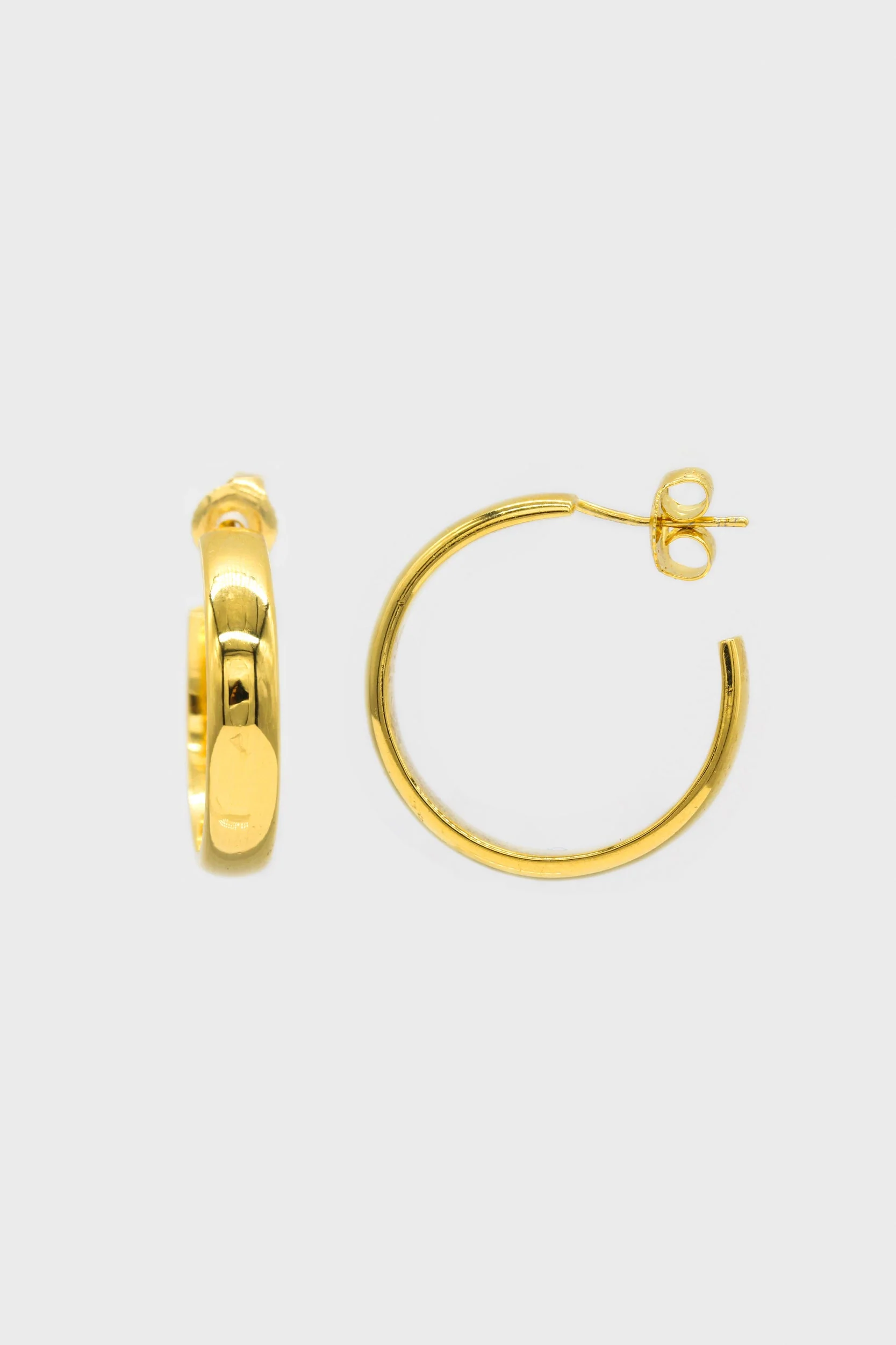 Gold thick hoop glossy earrings - 25mm - Image 4