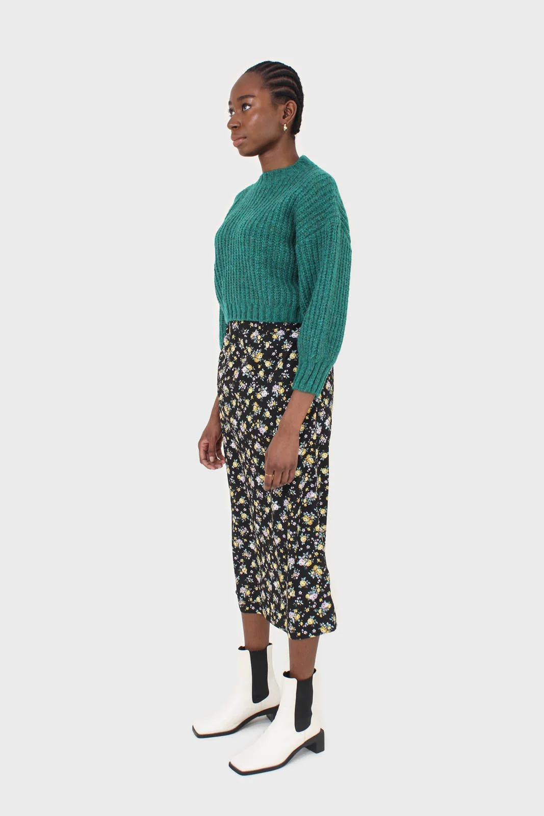 Green flecked chunky knit cropped jumper - Image 3