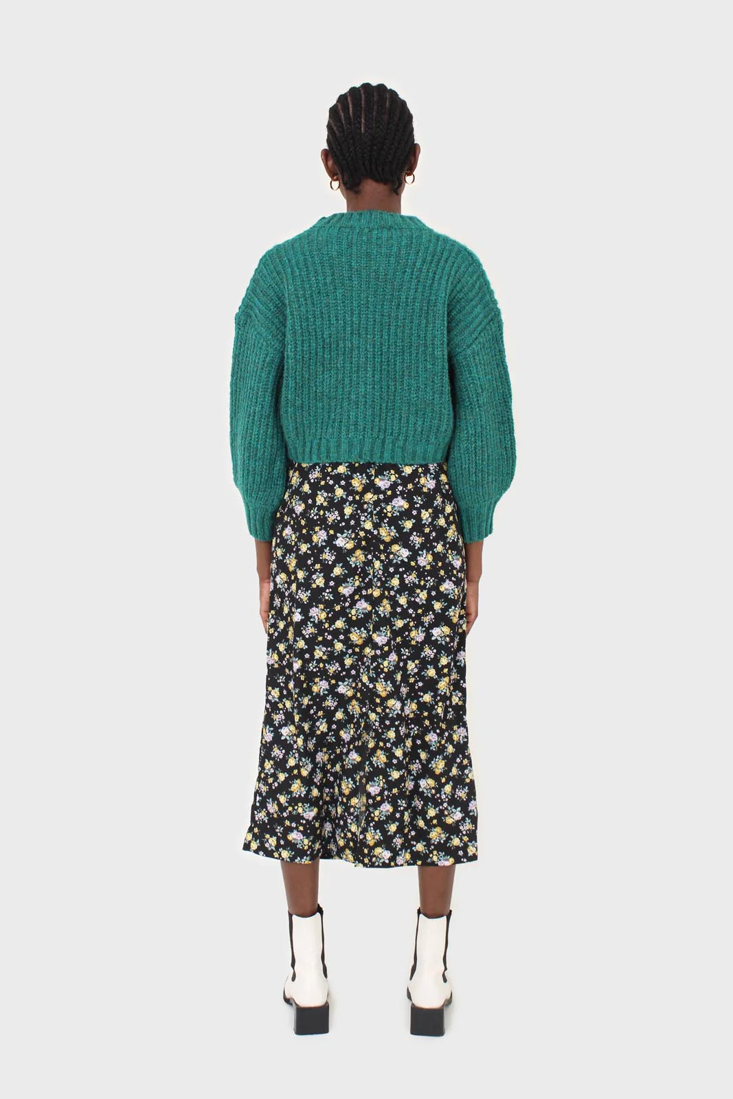 Green flecked chunky knit cropped jumper - Image 4