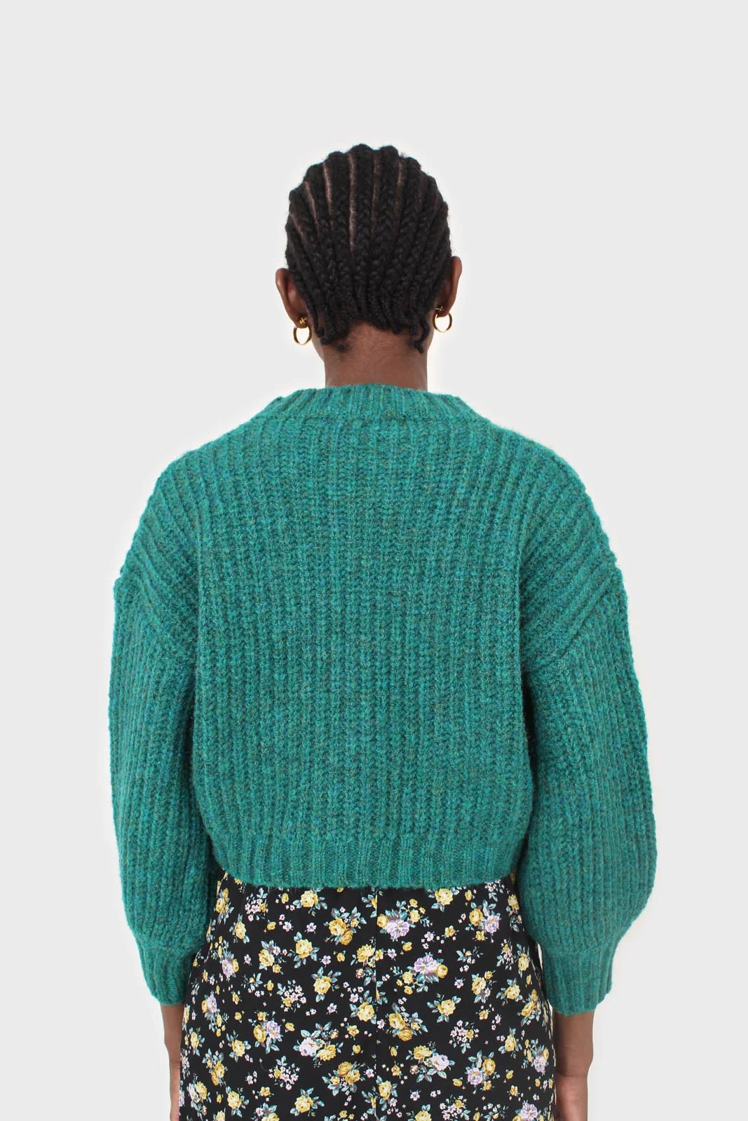 Green flecked chunky knit cropped jumper - Image 5