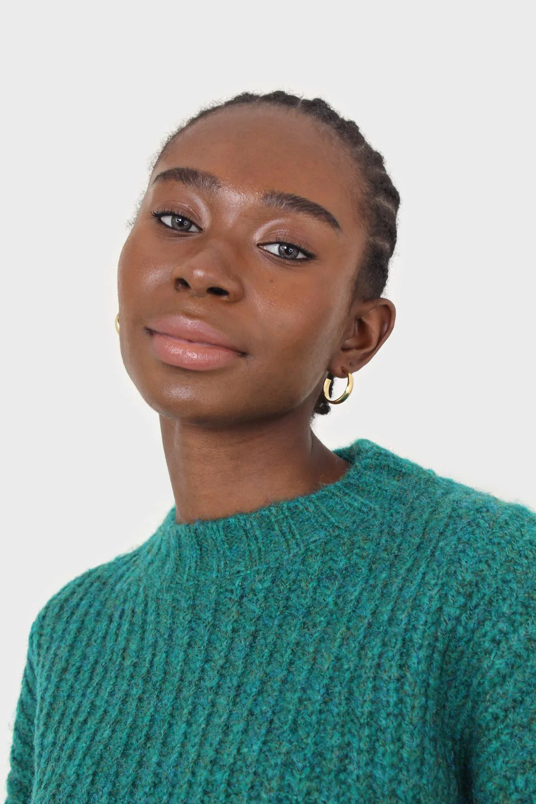 Green flecked chunky knit cropped jumper - Image 8