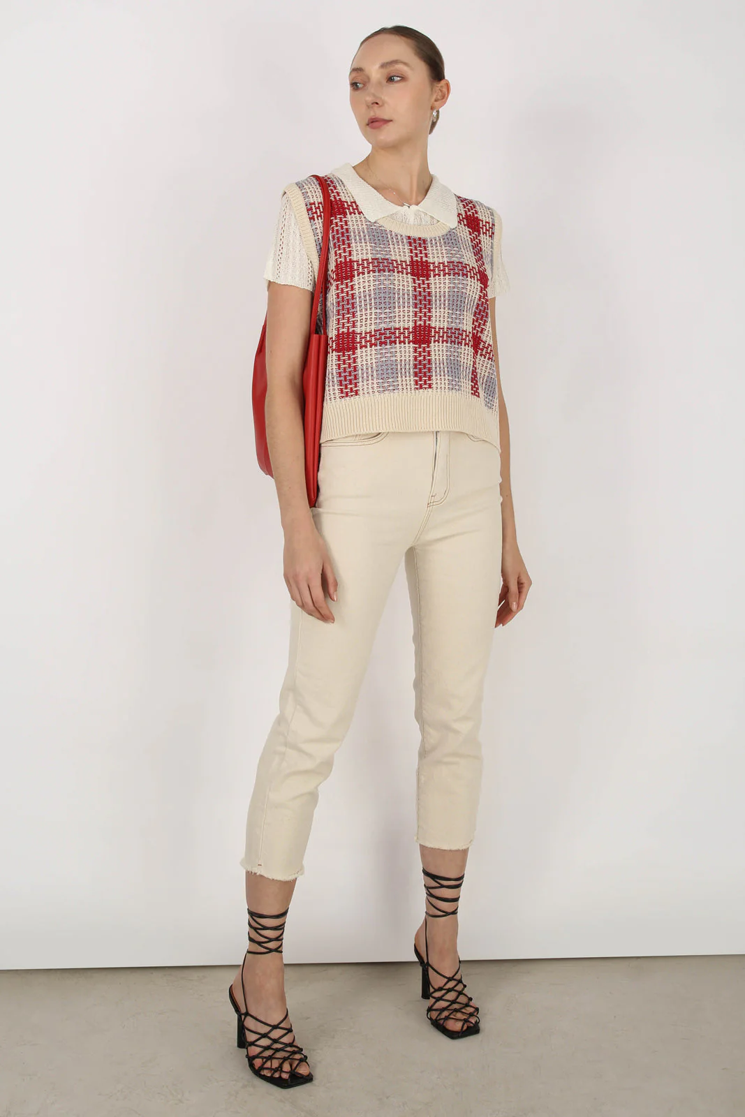 Ivory and beige contrast stitch jeans - 996 - Image 10