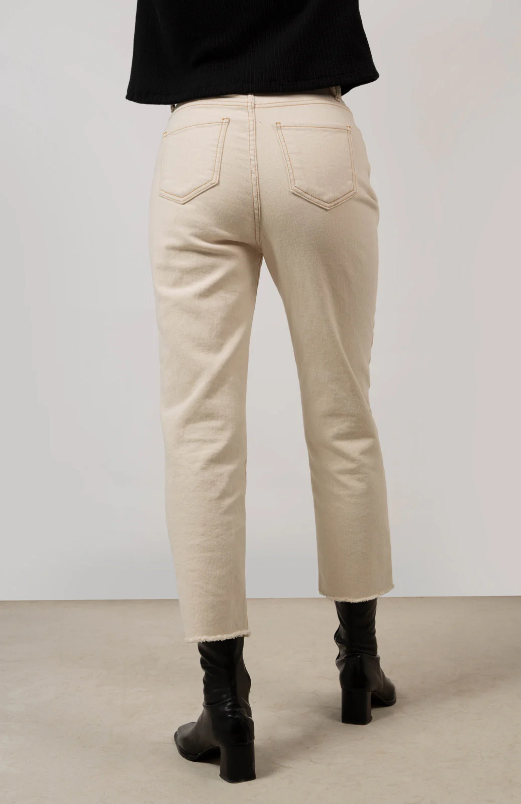 Ivory and beige contrast stitch jeans - 996 - Image 3