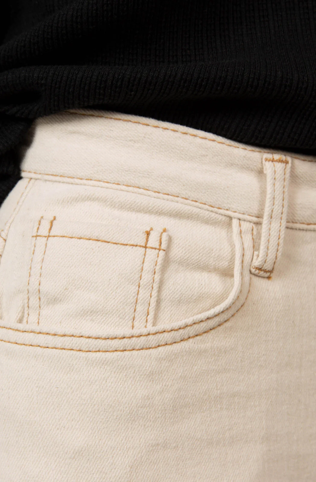 Ivory and beige contrast stitch jeans - 996 - Image 6