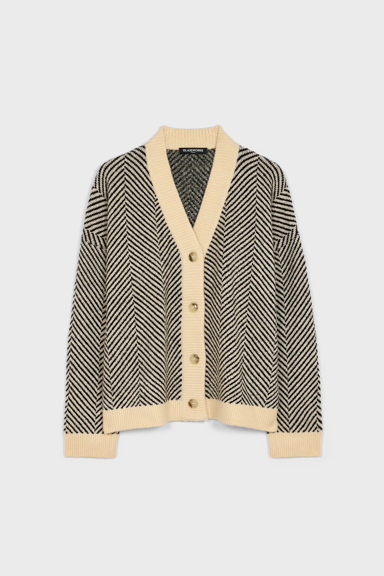 Ivory and black herringbone cardigan - Image 5