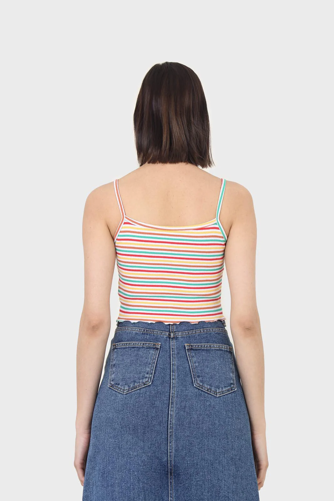 Ivory and green multi striped cropped tank - Image 3