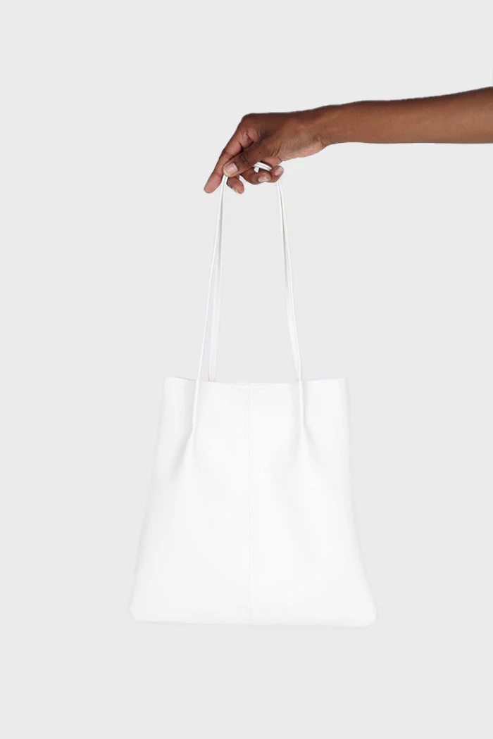 Ivory vegan leather pinched strap tote bag - Image 3