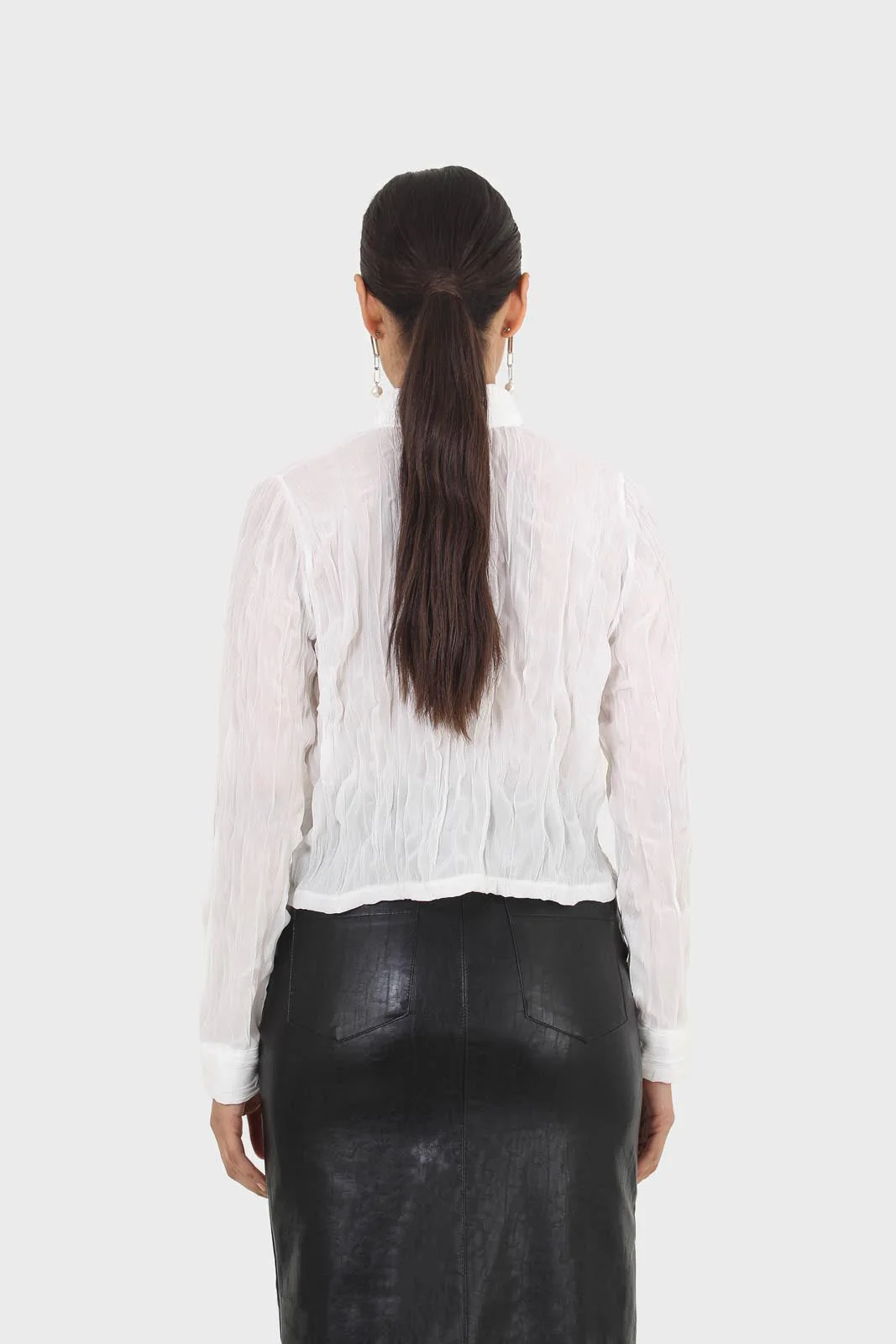 Ivory wrinkle button up blouse - Image 3